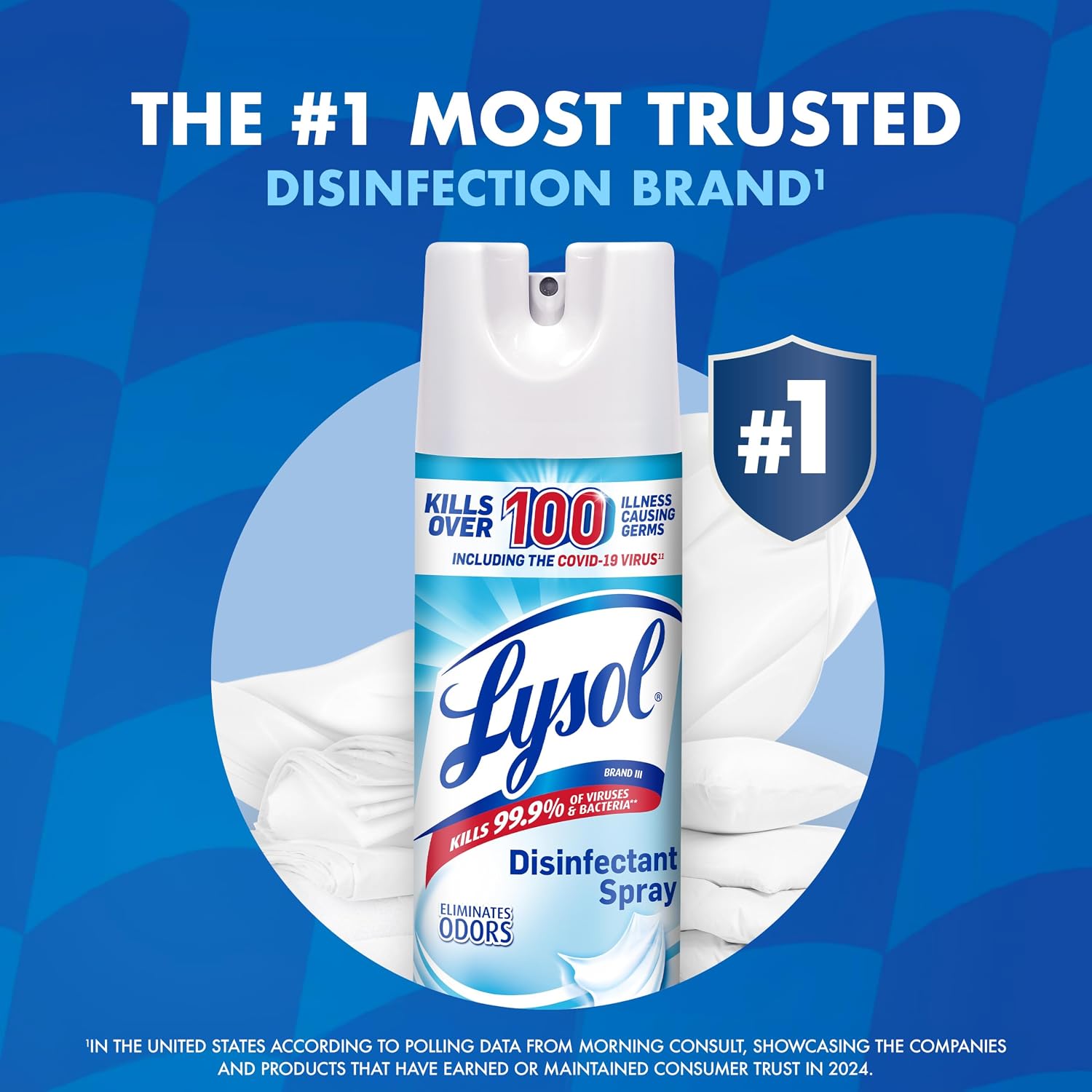 Lysol Disinfectant Spray, Household Cleaning Supplies, Disinfecting Multi-Purpose Room Spray, Antibacterial Sanitizer, Deodorizer, Kills Hantavirus, Crisp Linen, 19 Fl Oz (Pack of 2) - Image 5