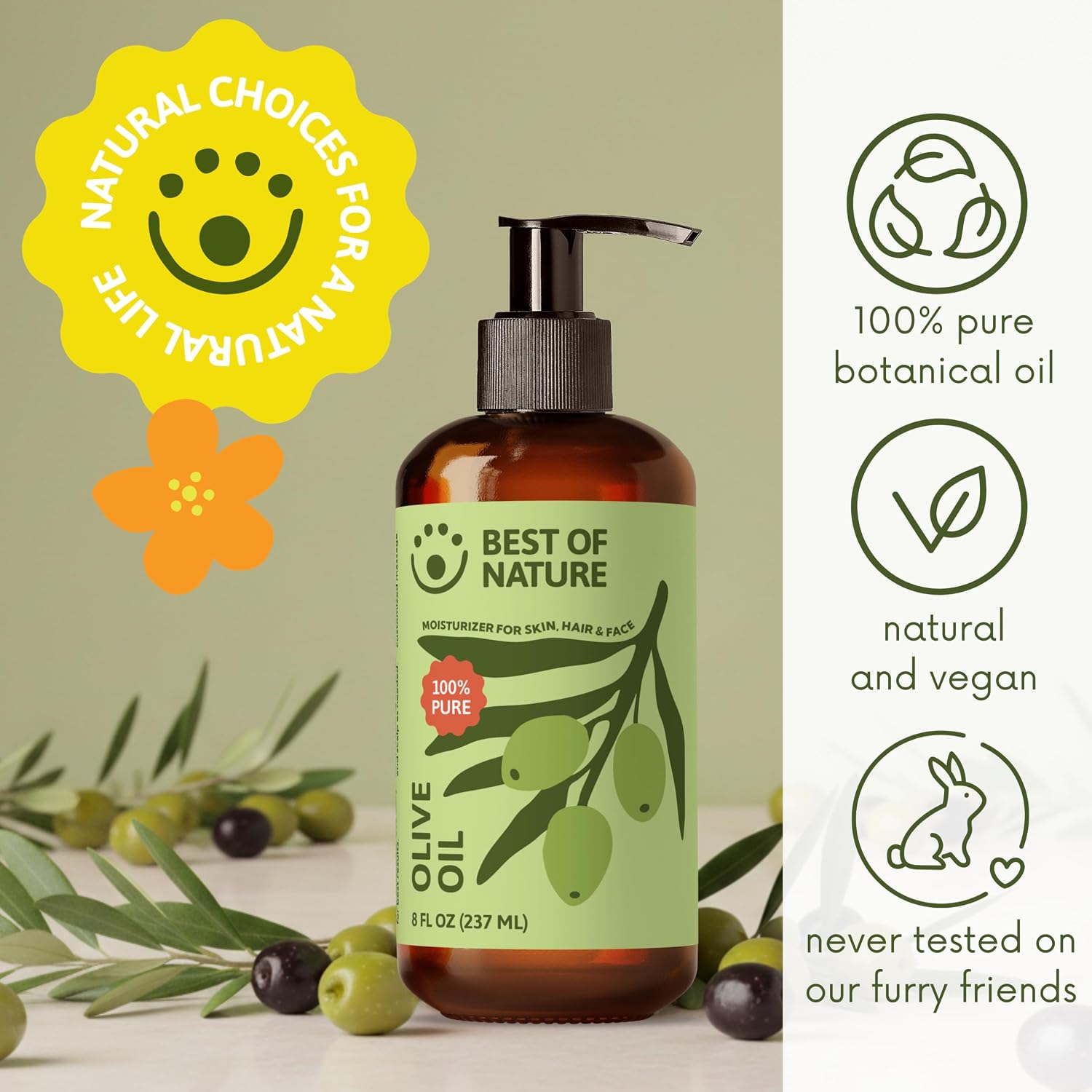 Best of Nature 100% Pure Olive Massage & Body Oil – Cold Pressed, Natural & Unscented Moisturizer for Skin, Hair & Bath, 1 Gallon (128 fl oz) - Image 3