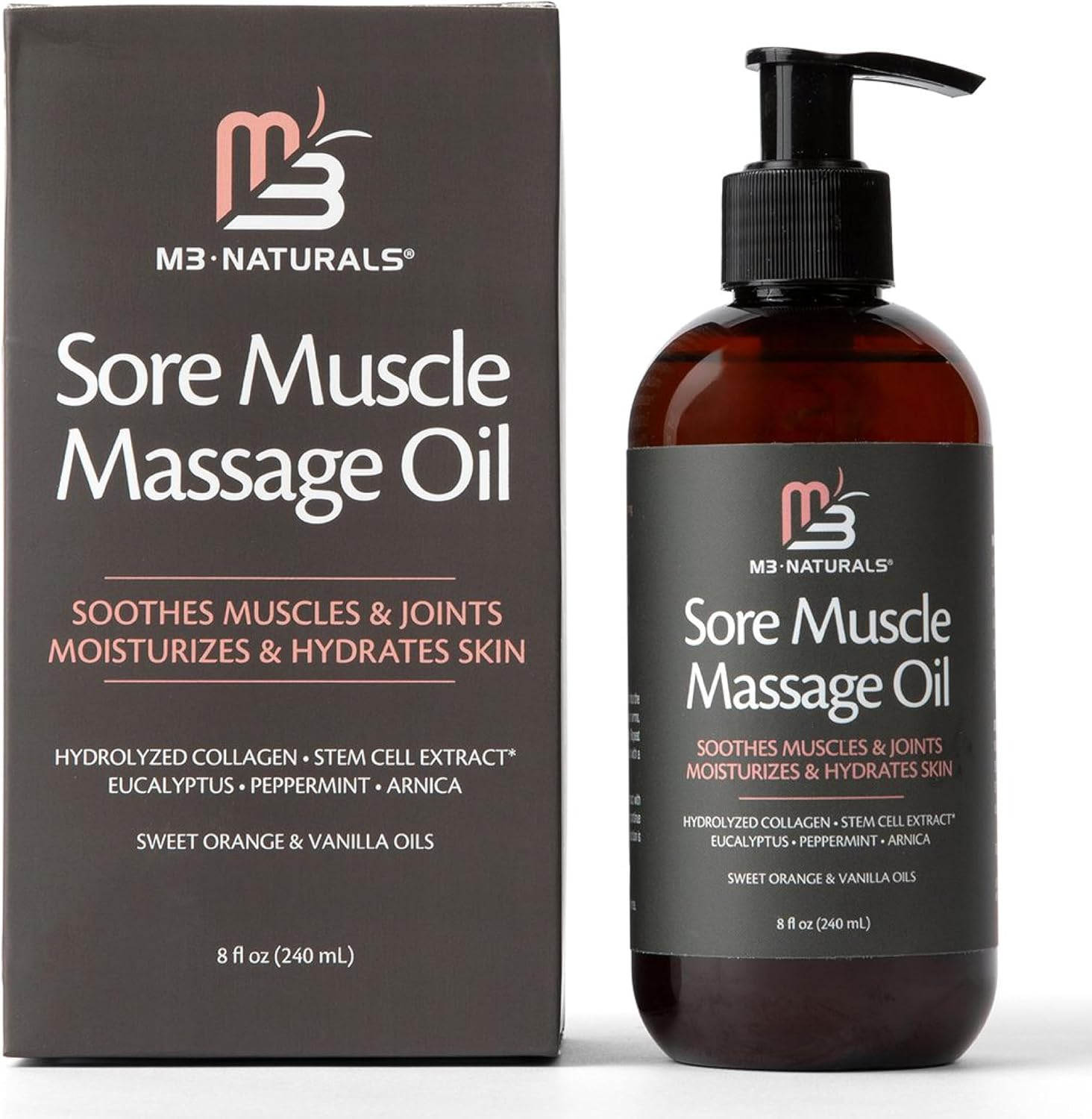 Arnica Massage Oil for Sore Muscles with Collagen, Stem Cells 8 fl oz by M3 | Fast-Absorbing Massage Oil for Full-Body Use, Soothes Muscles & Joints, Moisturizes Skin, Helps Smooth Skin Texture - Image 2