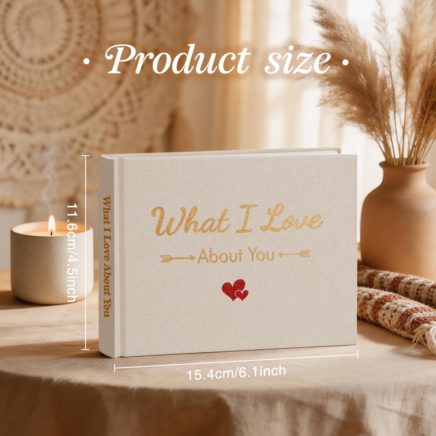 Artmag What I Love About You Fabric Journal for Couples Sentimental Gifts for Boyfriend, Husband, Birthday, Valentines Gifts (Beige) - Image 2