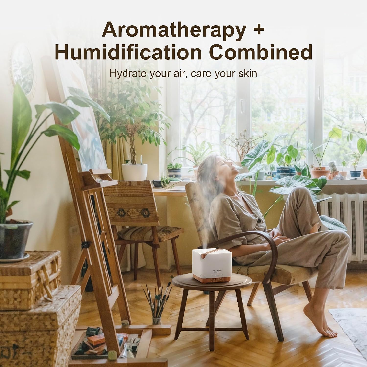 ASAKUKI Essential Oil Diffuser for Home Large 700 ml Humidifier | Automatic Shut-Off, Scent Aromatherapy Diffuser with 7 LED Lights for Living Room, Kitchen, Bedroom, Hotel - Yellow - Image 3