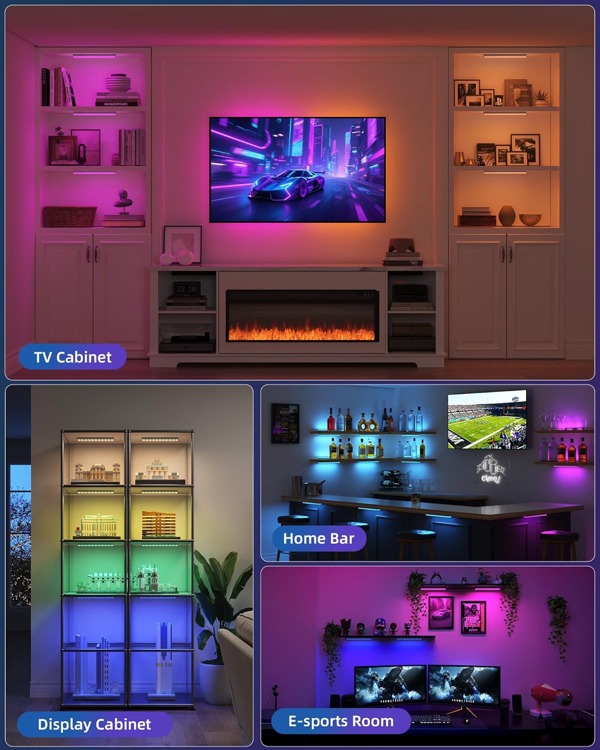 EZVALO 80RGB Color Changing Under Cabinet Lighting, Led Shelf Lights | Wireless, Rechageable, Magnetic, Remote Control, Color Changing, Diammble, DIY Mode, 1800mAh Battery, Memory Function - Image 7