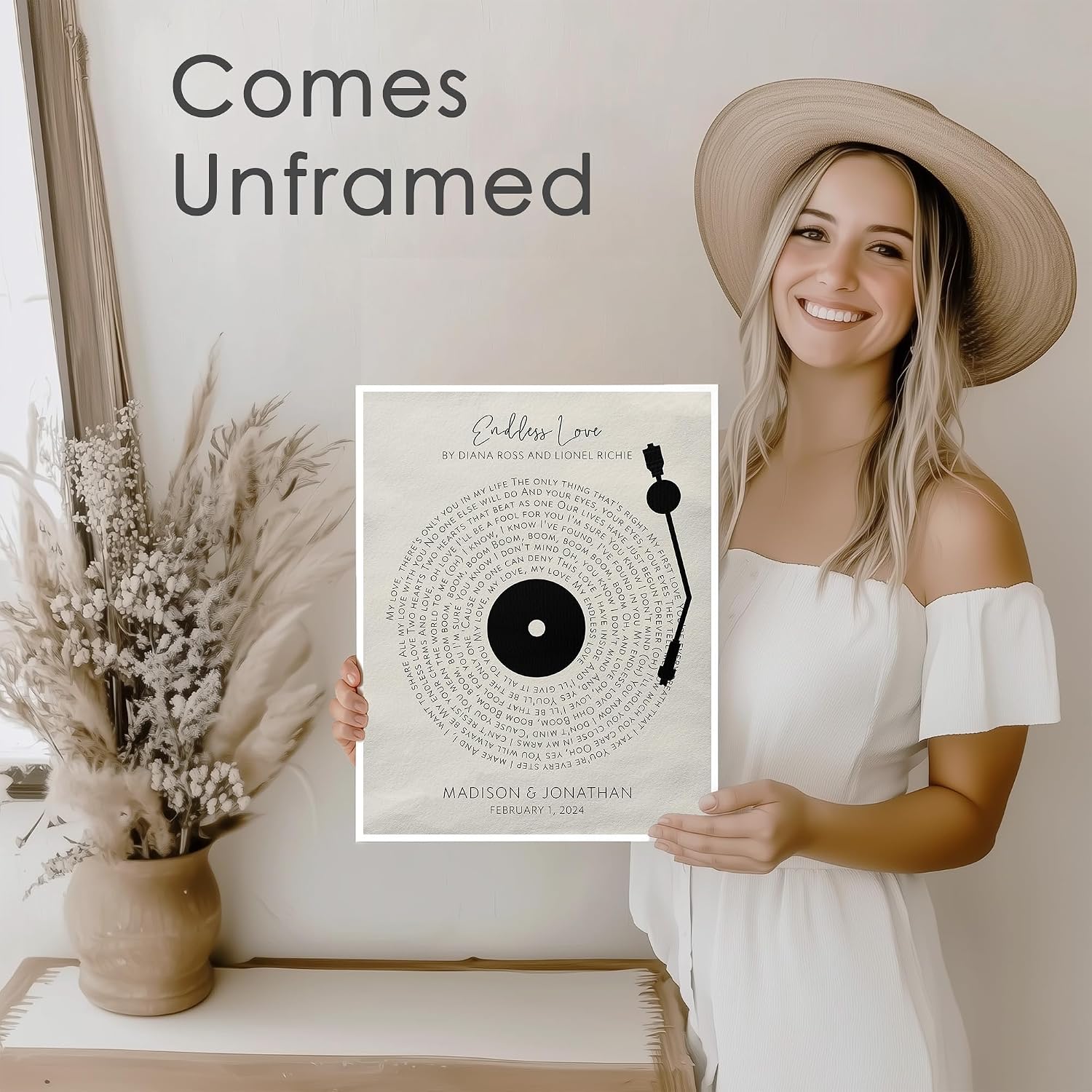 DREAM BIG PRINTABLES Customizable Couples Song Lyrics Art Print | Personalized Wall Art with Your Favorite Song | Names and Date | Unique Romantic Gift for Anniversary | Wedding | or Valentine’s Day - Image 6