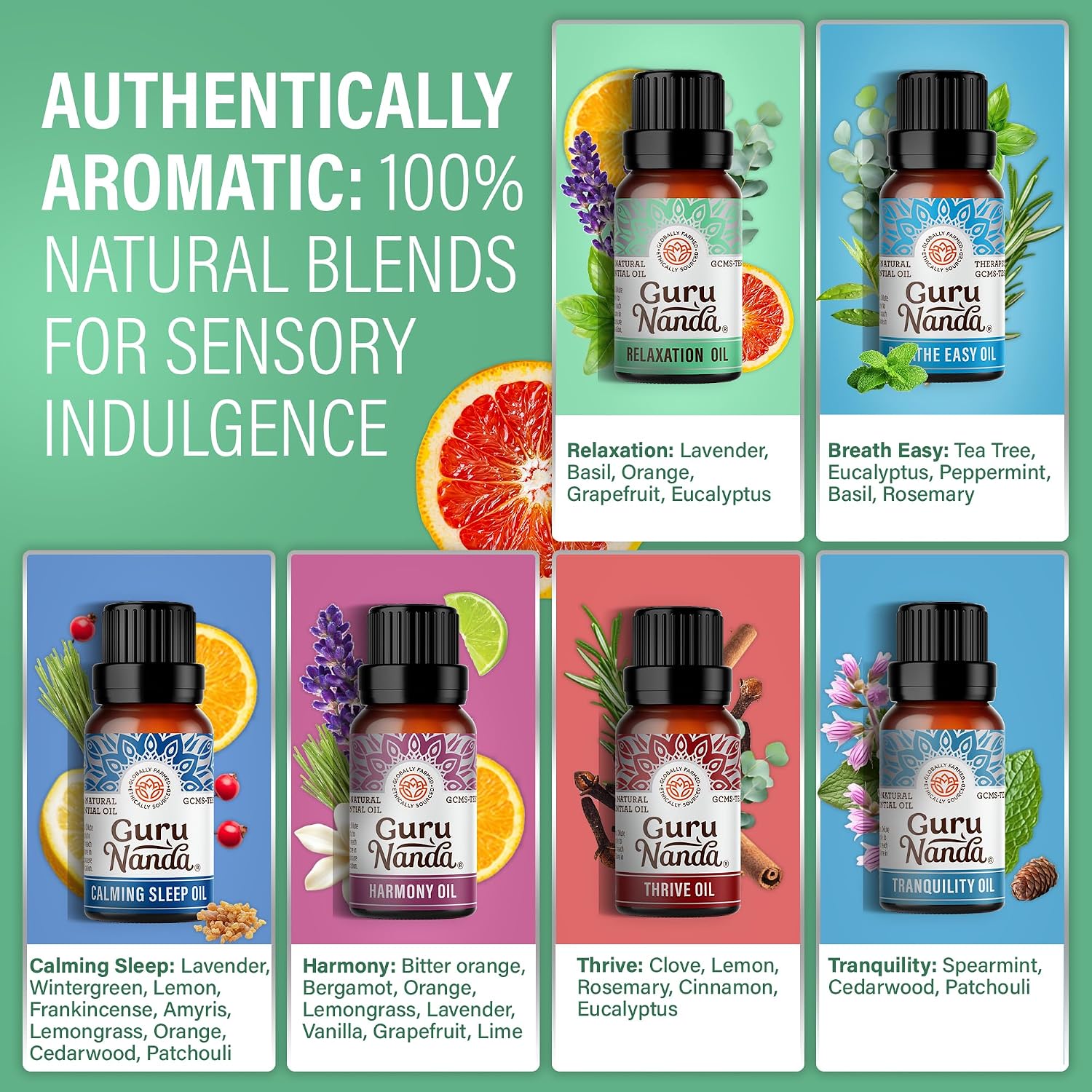 GuruNanda Essential Oil Blends – 6 Pack (10mL Each), Breathe Easy, Tranquility, Relaxation, Harmony, Calming Sleep & Thrive, Natural Aromatherapy Oils for Diffuser, Wellness & DIY - Image 4