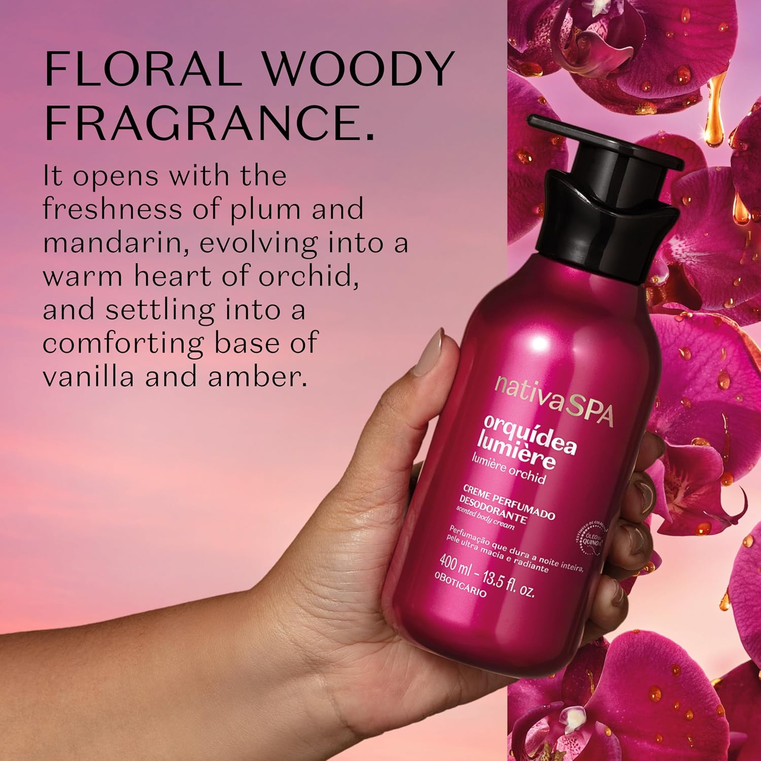 Nativa SPA Orchid Lumiere Hydrating Body Lotion, 13.5 oz | 96% natural firming moisturizer with 10x pure quinoa oil drops. Floral scent that hydrates deeper than standard lotions. - Image 5