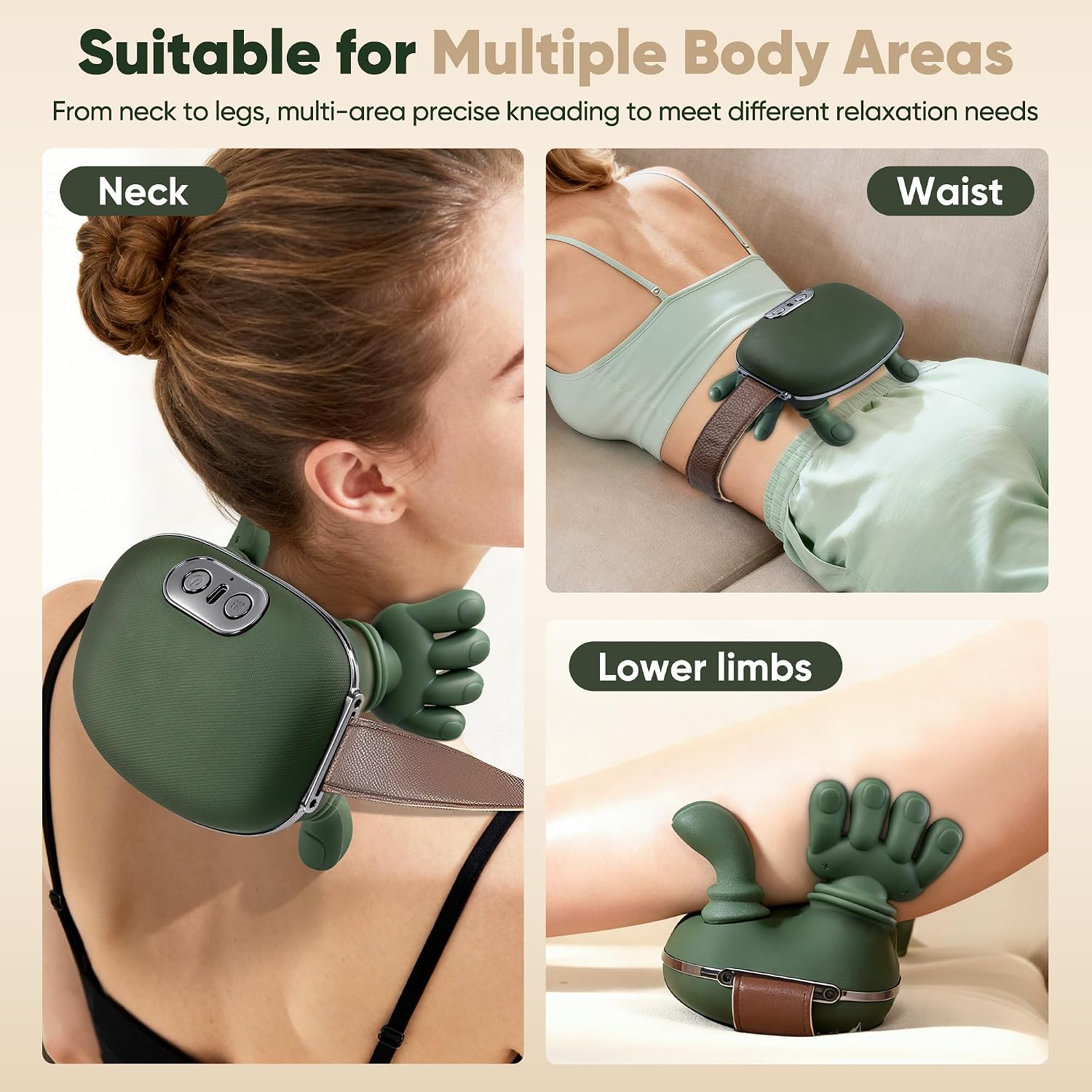 Neck Massager with Heat, Cordless Human-Like Massage, Pain Relief, Green | Neck Massager with 2 Heat Levels and 10-Min Auto Shut-Off, Relax Neck & Shoulders at Home, Office, Breaks or Before Sleep - Image 8