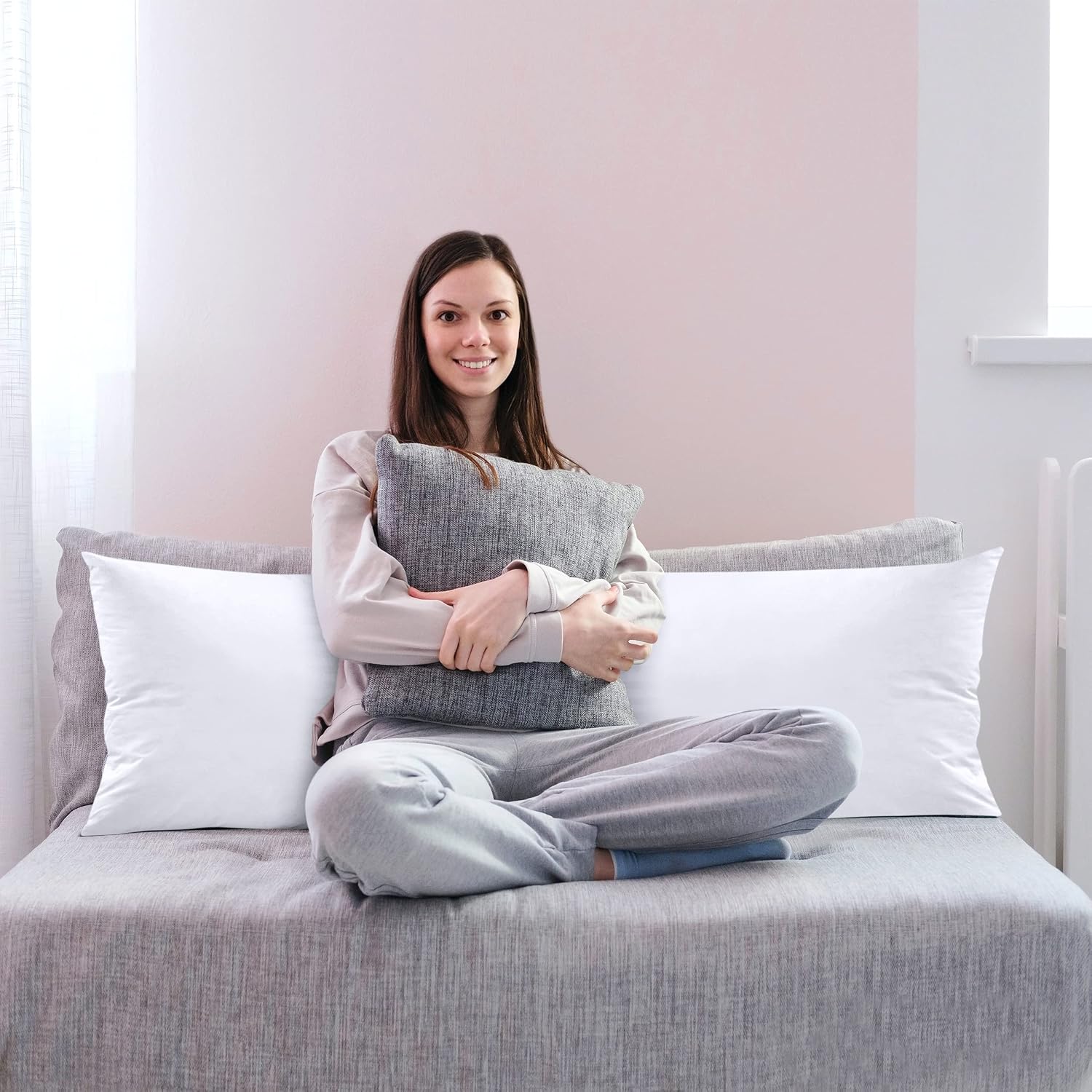 Utopia Bedding Full Body Pillow for Side Sleeper, White Long Pillow for Bed | Large Body pillows for Adults, Plush Support, Pregnancy Pillow Insert for sleeping, helps maintain body contour, 20x54 inches - Image 6