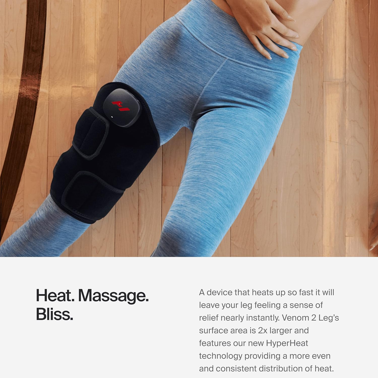 Hyperice Venom 2 Leg Heat Vibration Massage Therapy Neoprene Wrap Recovery | Calf | Knee | Thigh | Quad | Help with Muscle Knots Blood Flow | Enhance Flexibility | 3 Hour Battery Life | FSA-HSA | TSA - Image 3