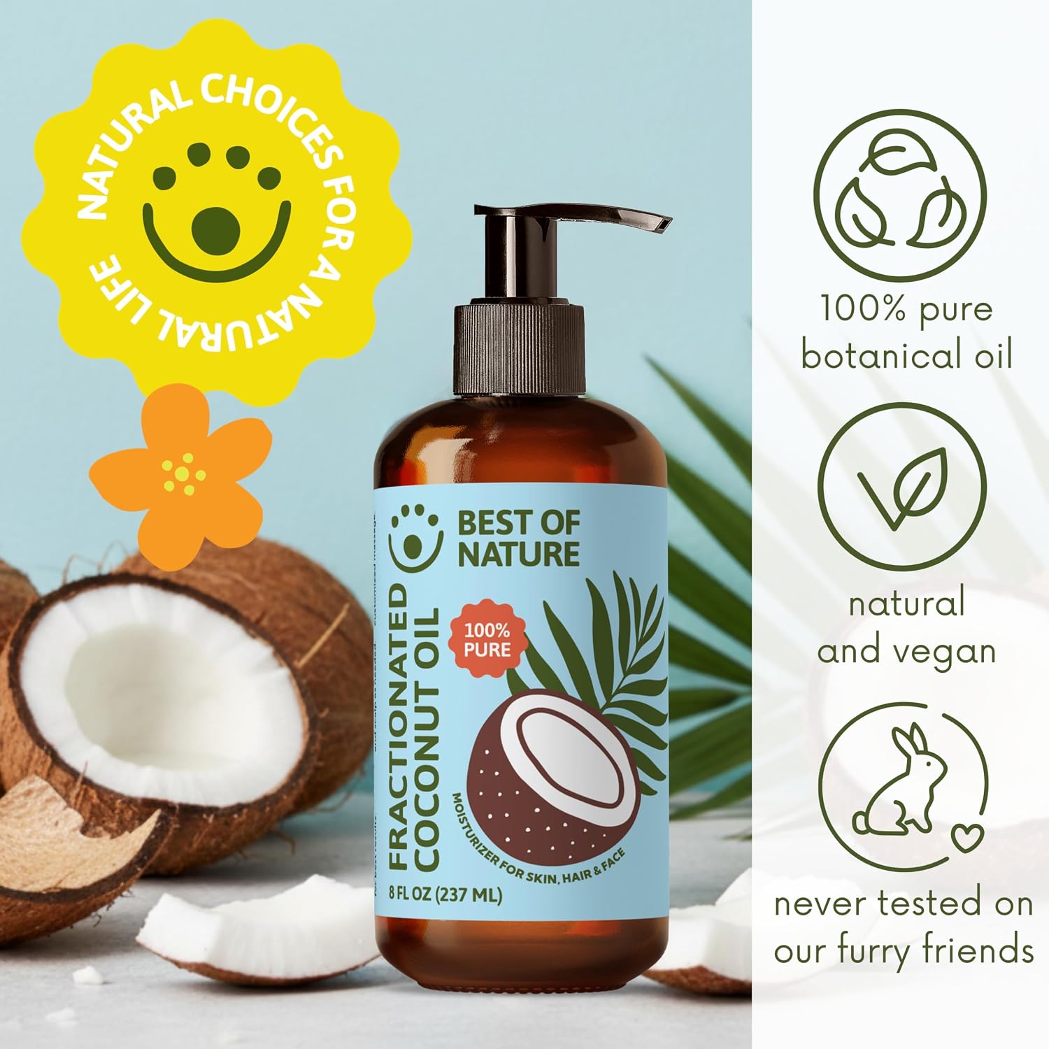 Best of Nature 100% Pure Fractionated Coconut Oil - Natural Massage Oil, Unscented Moisturizer for Men and Women, for Skincare and Hair Care, Carrier for Essential Oils, Half Gallon (64 fl oz) - Image 3