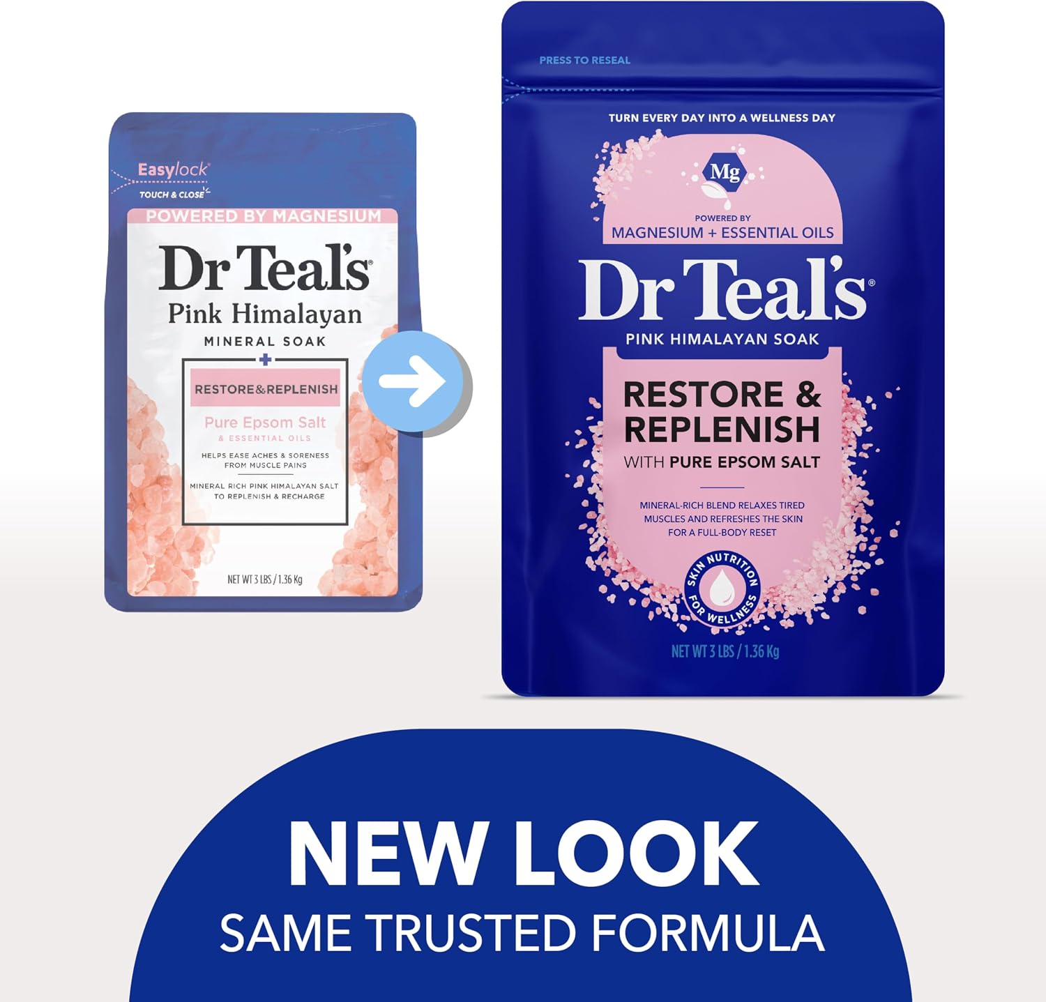 Dr Teal's Epsom Salt Magnesium Soak, Restore & Replenish with Pink Himalayan Salt, 3 lbs - Image 3