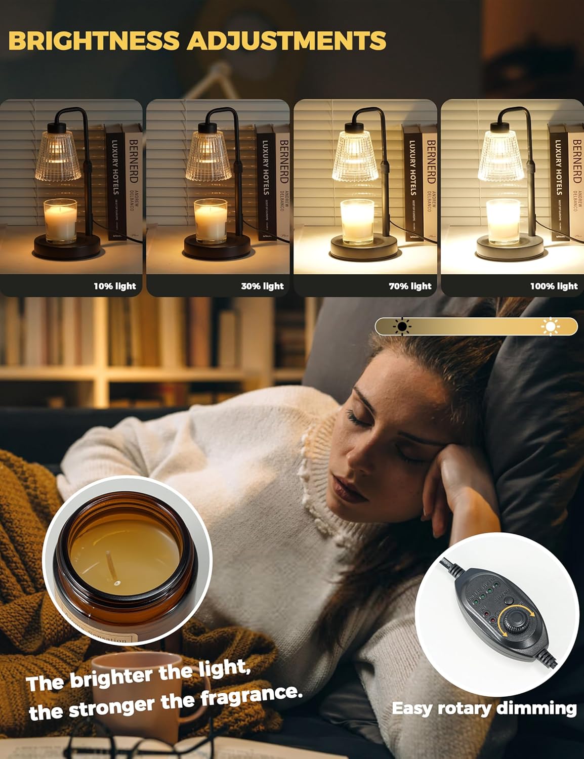 GODONLIF Candle Warmer Lamp with Timer, Birthday Gifts for Women Home Decor | 24h Cycle Timer Dimmable Wax Melt Warmer with 2 Bulbs, Fall Decor for Home Living Room Halloween Decorations Gifts for Mom - Image 4