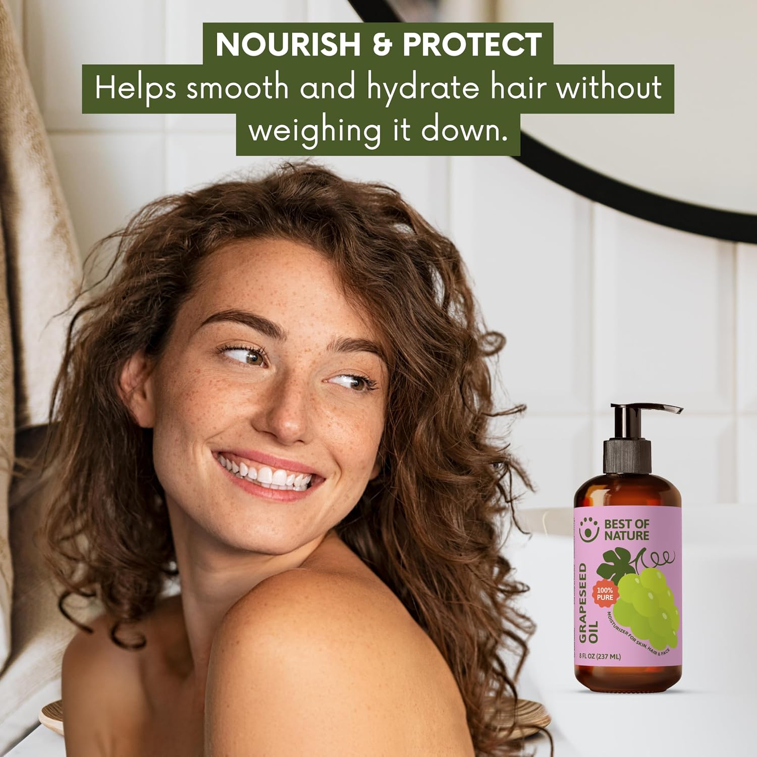 Best of Nature 100% Pure Grapeseed Oil - Unscented, Lightweight, Non-Greasy Moisturizer for Hair, Skin, Face & Aromatherapy, Carrier Oil for Essential Oils, Half Gallon (64 fl oz) - Image 7