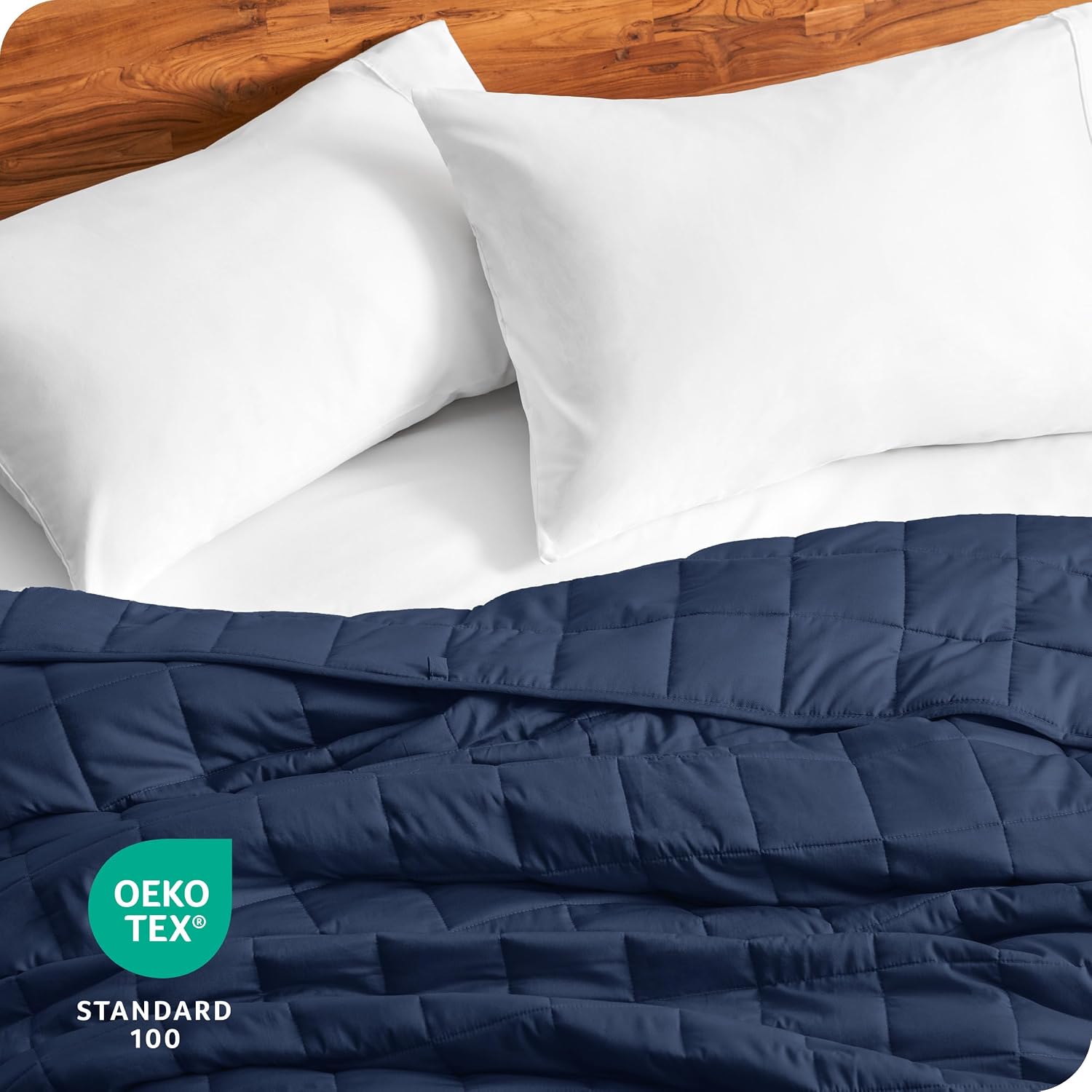Bare Home Weighted Blanket All-Natural 100% Cotton with Nontoxic Glass Beads 60"x80" 17lbs, Dark Blue | Queen Size for Adults, All-Natural 100% Cotton, Premium Heavy Blanket Nontoxic Glass Beads - Image 7