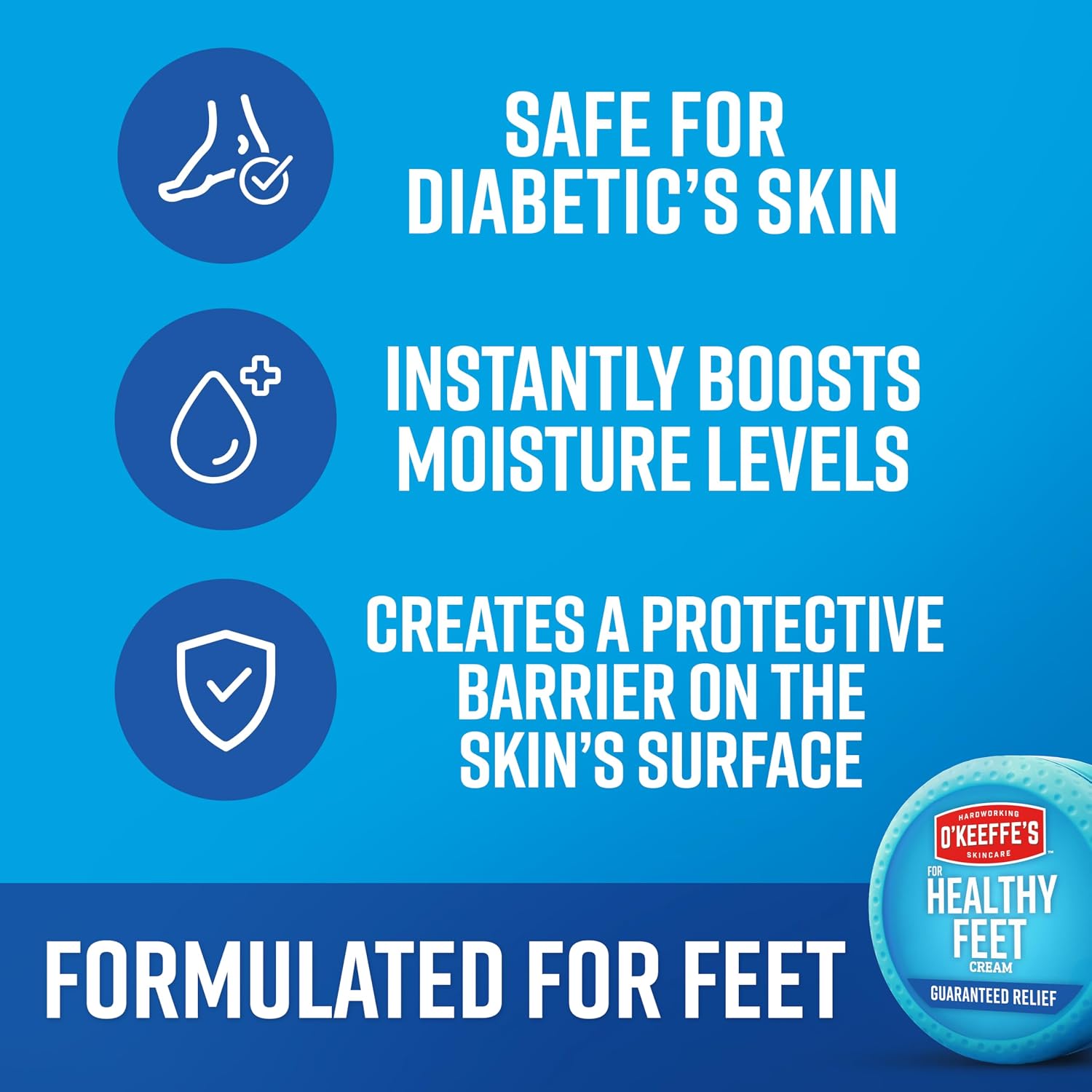 O'Keeffe's Healthy Feet Foot Cream, 3.2 oz Jar, 1-Pack For Extreme Dryness | Repairs Extremely Cracked, Dry Feet, Retains Moisture Levels, Hypoallergenic, Non-Greasy, Instantly Boosts Moisture - Image 3