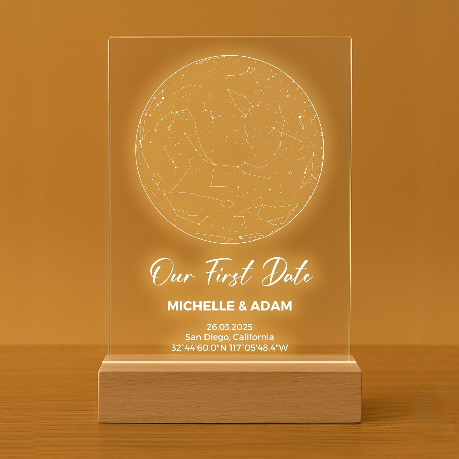 Custom Star Map by Date - Personalized Constellation Map Night Light Wedding Date Night Anniversary Couple Gifts for Him Custom StarChart, Valentines Day - Image 2