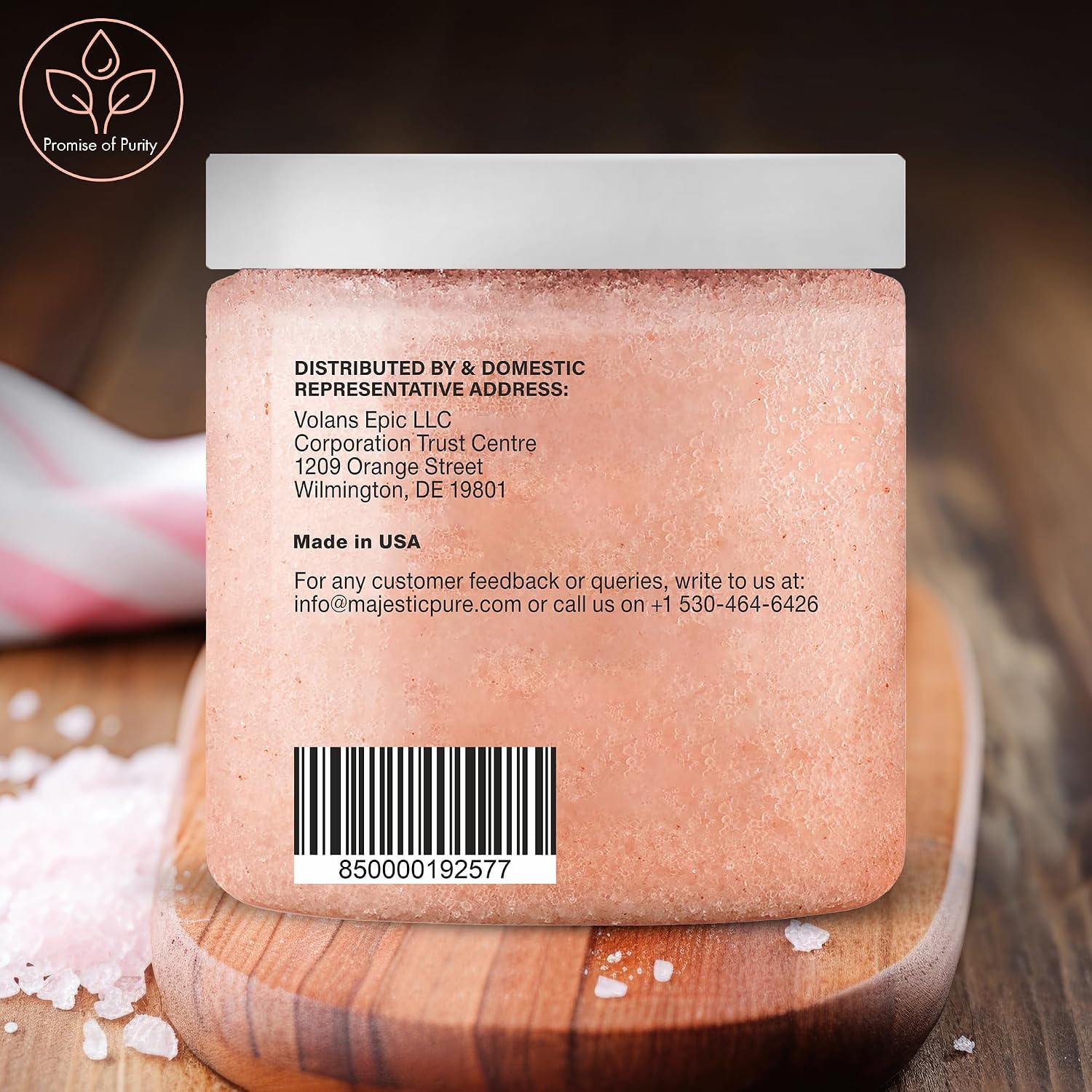 Majestic Pure Himalayan Salt Body Scrub, Lychee Oil Exfoliant, 10 Oz | Buffs away dead skin for a smooth, radiant glow; hydrating spa polish for head-to-toe softness on all skin types. - Image 5
