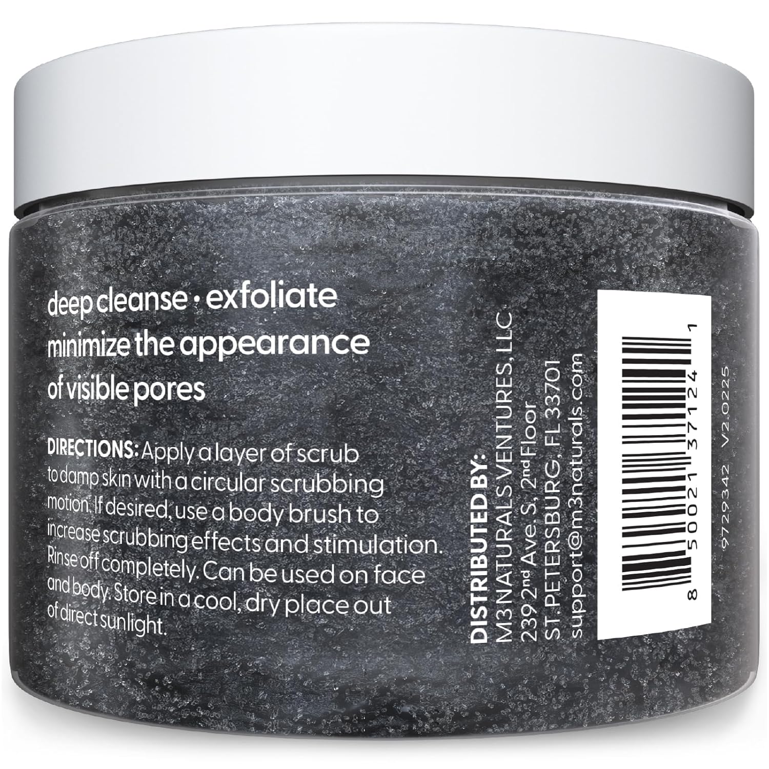 Exfoliating Charcoal Scrub for Body with Collagen & Stem Cells, 12 oz by M3 | For Body Toning, Smooths Cellulite Appearance & Armpit Detox, with Skin-Smoothing Exfoliation for Face, Feet & Body Exfoliant - Image 2