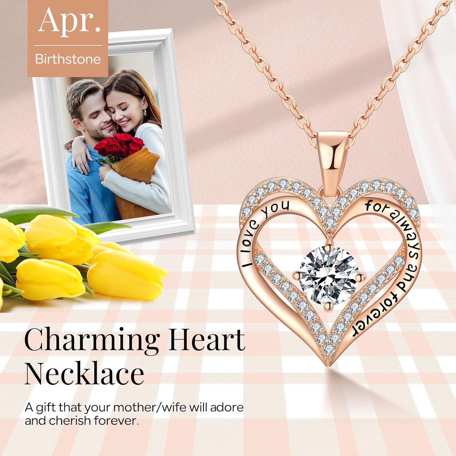 18K Rose Gold Necklaces for Women Birthday Gifts for Women Jewelry for Women Birthday Gifts for Wife Girlfriend Daughter Wife Birthday Gifts for Anniversary Mothers Day Christmas Valentines Gifts - Image 3