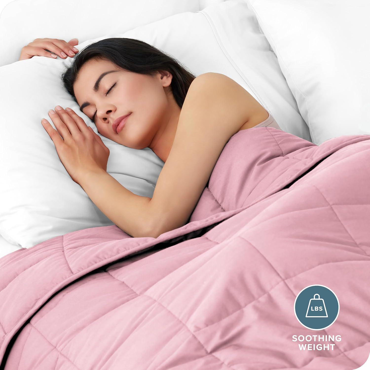 Bare Home Cotton Weighted Blanket (Light Pink, 40"x60" 10lbs) | Twin or Full Size, All-Natural 100% Cotton, Premium Heavy Blanket Nontoxic Glass Beads - Image 2
