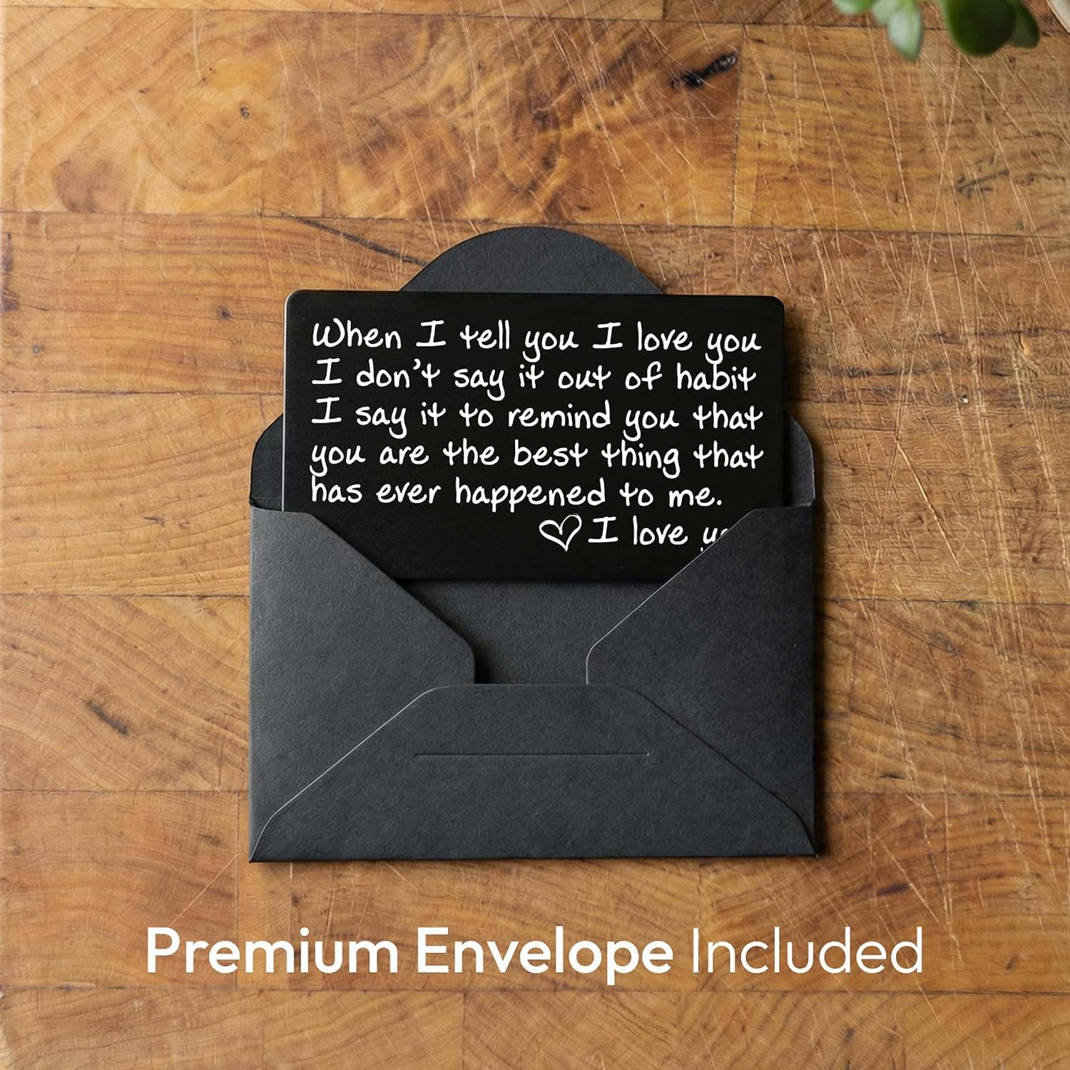 Metal Wallet Card - I Love You Gift for Husband, Boyfriend - Laser Engraved, Durable Aluminum Keepsake for Him and Her - Valentines, Anniversary, Birthday - Gift Ready Envelope Included - Image 4