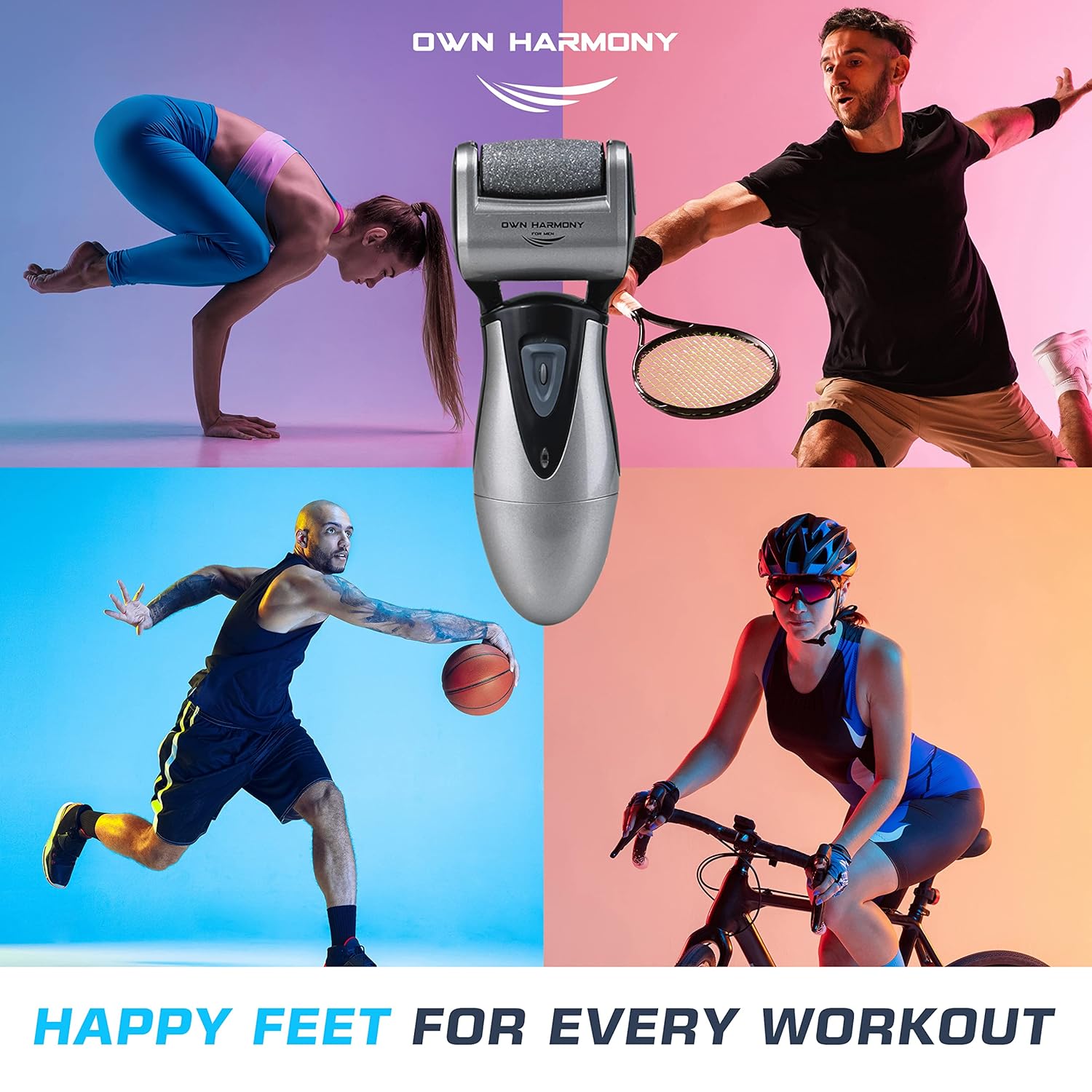 Own Harmony Electric Callus Remover - Rechargeable Foot File Pedicure Tool | Professional Foot Callus Grinder, Cordless, 3 Rollers, USB Cable, Water-Resistant, for Cracked Heels and Dry, Hard, Dead Skin - Image 7