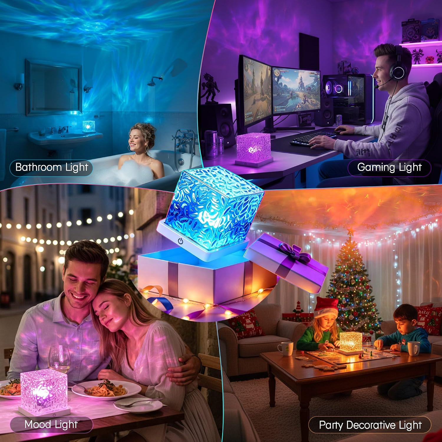 Waterproof Shower Light, Rechargeable Shower Lamp with 16 Color Changeable | Wireless Bathroom Lamp Mood Lighting with Touch & Remote Control, LED Ocean Wave Projector Light for Inside Shower, Bedroom - Image 9