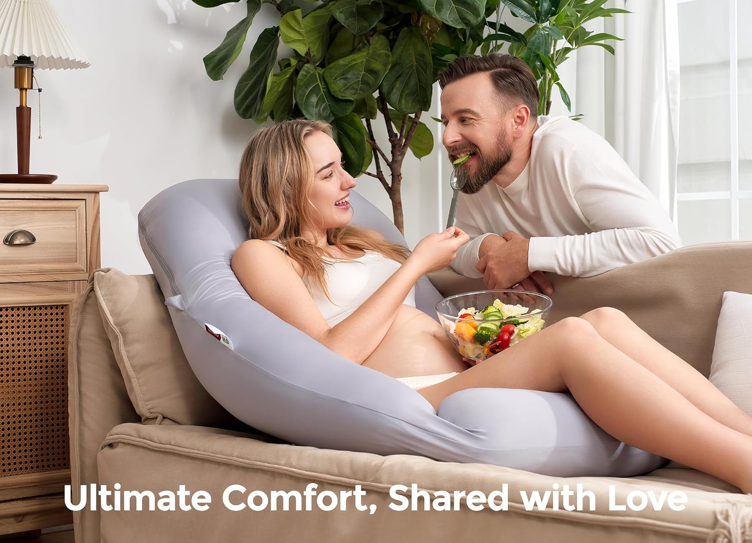 Momcozy Pregnancy Pillow for Sleeping - Dreamlign U Pro Maternity Pillow | Upgraded Adjustable Leg Pillow, Cooling Removable Cover, Full Body Support for Pregnant Women, Side Sleeper, 50-72 Inch, Grey - Image 6