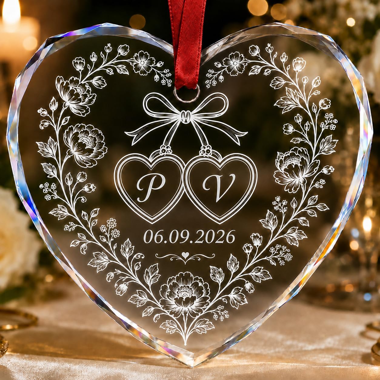Mr Mrs Ornament - Christmas Wedding Gift for Bride, Groom - Merry & Married Glass Ornament - Our 1st Christmas Mr Mrs Gifts for Newlywed Couple, Husband, Wife