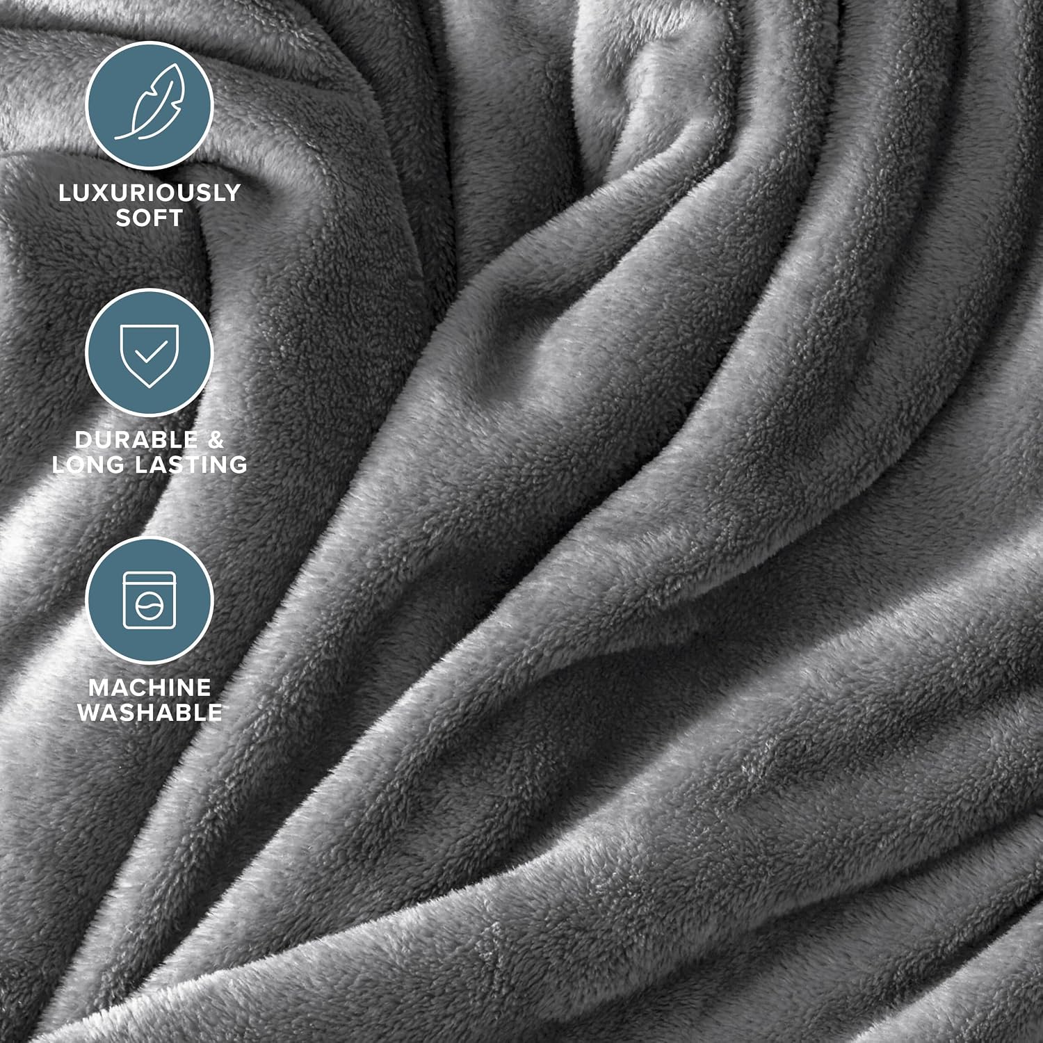 Bare Home Fleece Blanket Luxury Microplush (Full/Queen, Grey) | Ultra-Soft Lightweight Blanket for Bed, Sofa, and Couch, Cozy & Warm Blanket - Image 7