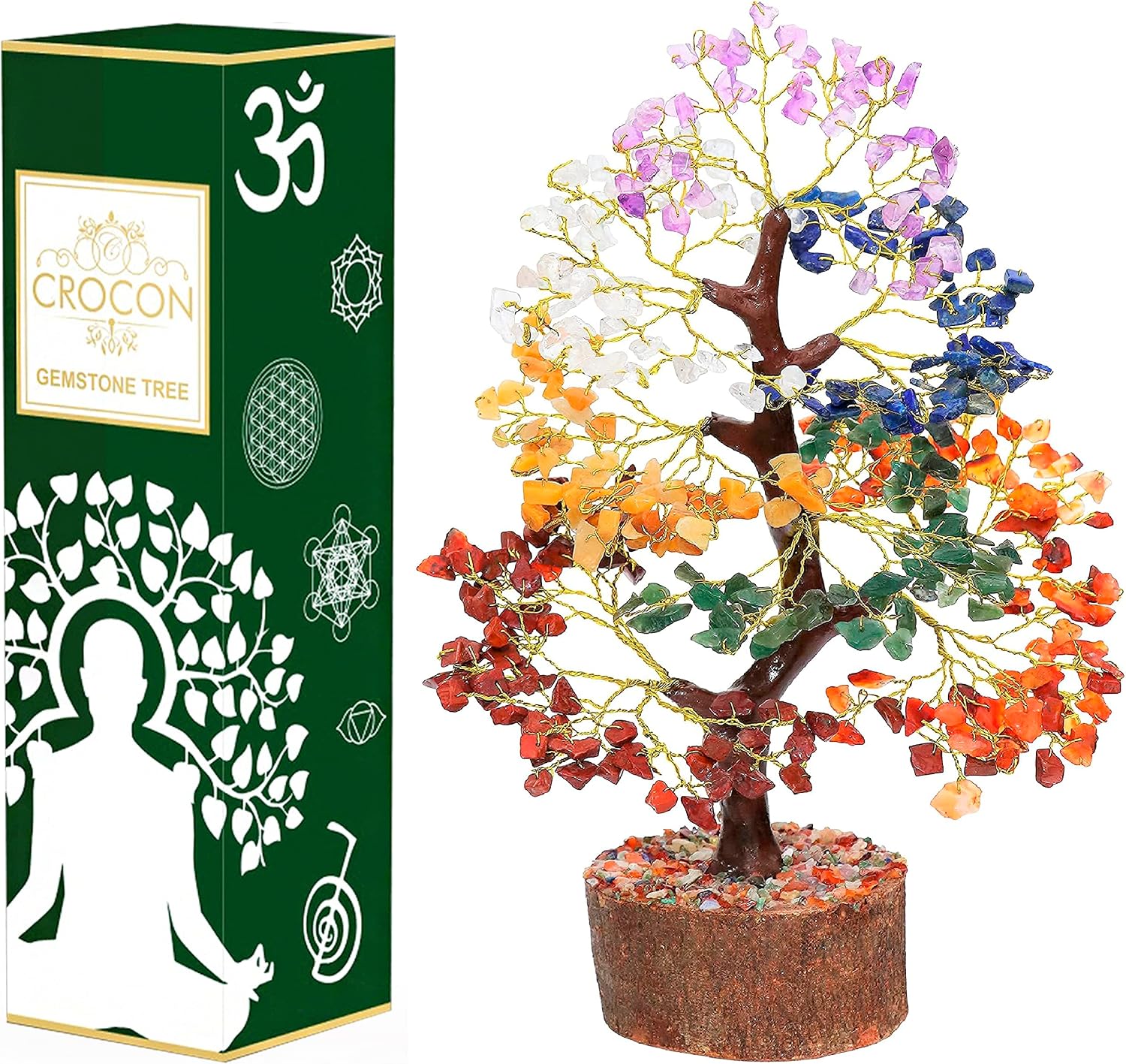 Crocon® 7 Chakra Crystal Tree of Life, Crystals & Healing Stones 10-12 inch | Money Tree for Positive Energy, Good Luck, Spiritual, Meditation Home Decor, Birthday Gifts for Women, Men, Mom & Sister - Image 8