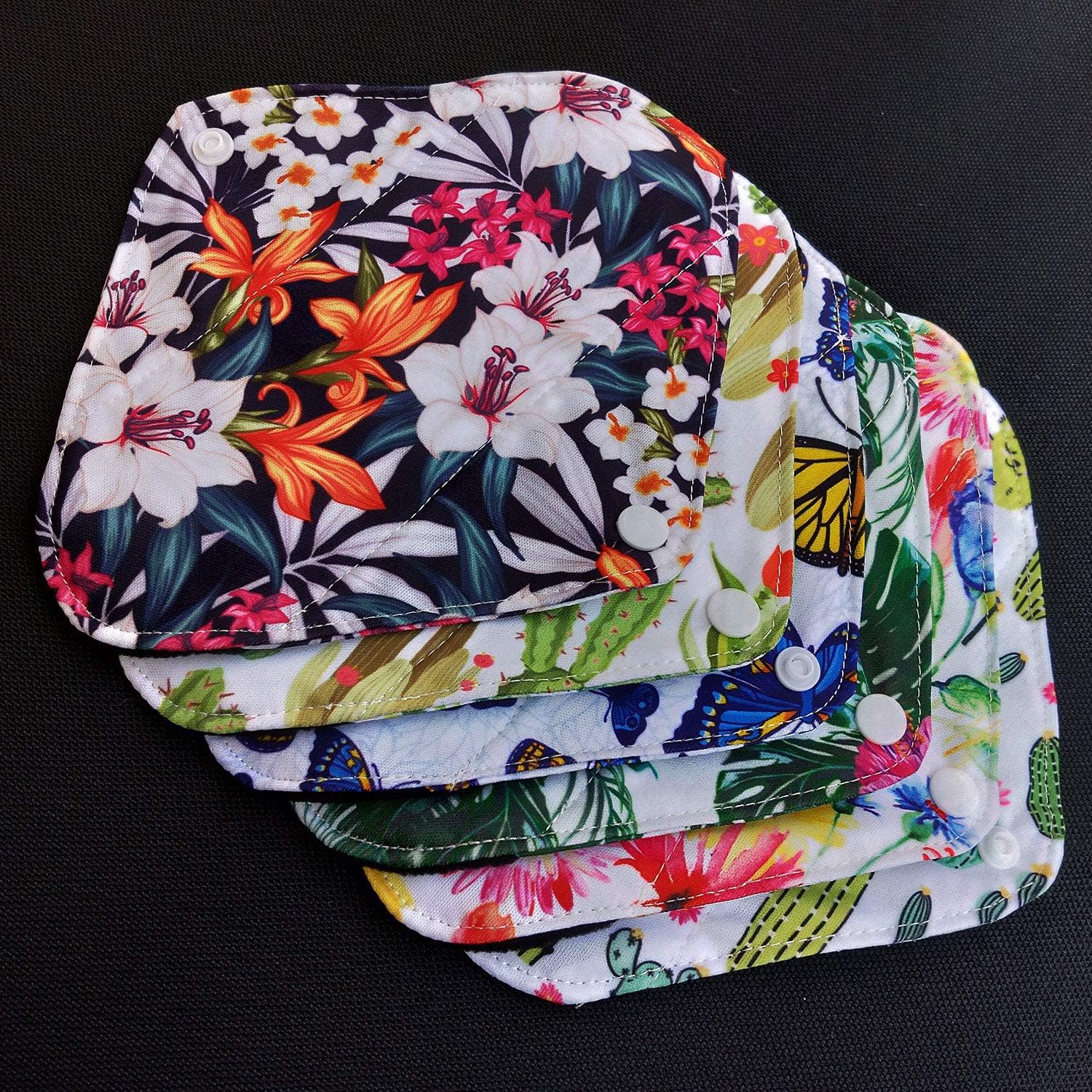 7pcs/Set Reusable Menstrual Pads Including 1pc Mini Wet Bag +6pcs Bamboo Charcoal Cloth Menstrual Incontinence Pads/Reusable Sanitary/Mama Panty Liners (All Randomly Prints) - Image 6