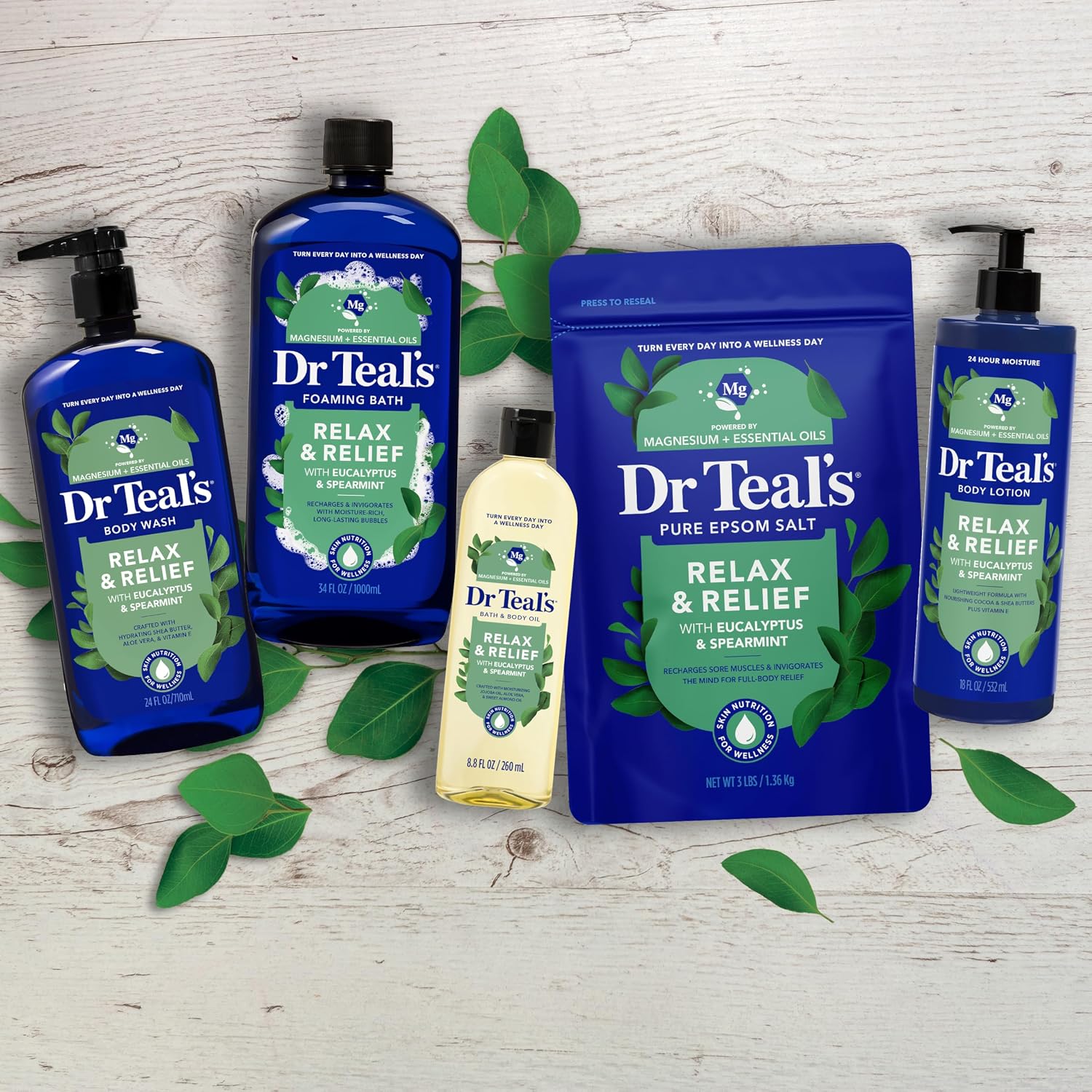 Dr Teal's Epsom Salt Magnesium Soak, Relax & Relief with Eucalyptus & Spearmint Essential Oils, 3 lbs - Image 8