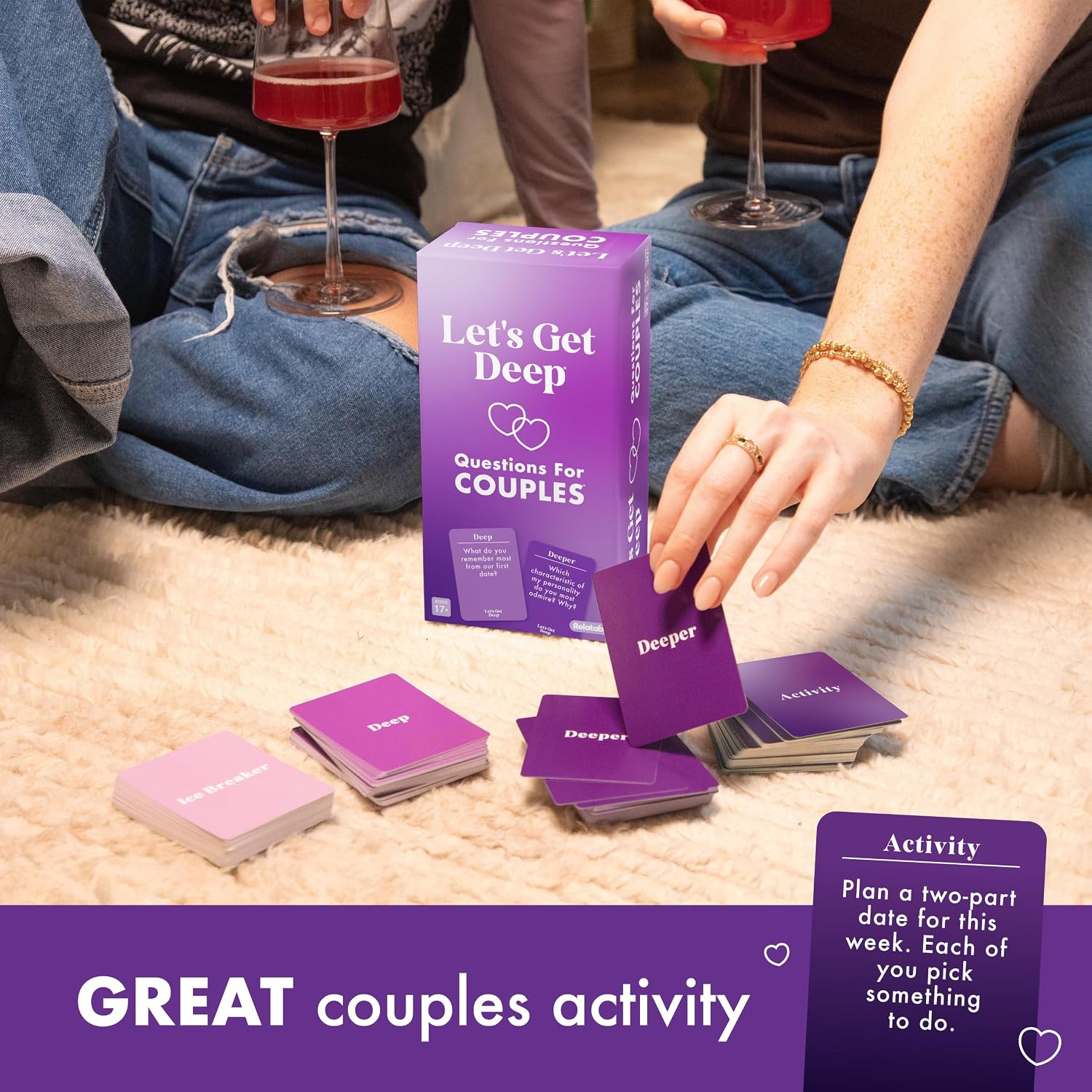 Let's Get Deep by Relatable, A Question Card Game for Couples, Great for Date Night Ideas, Couples Gifts, Wedding Gifts, and Long Distance Relationship Gifts, Includes 200 Cards to Build Up Intimacy - Image 4