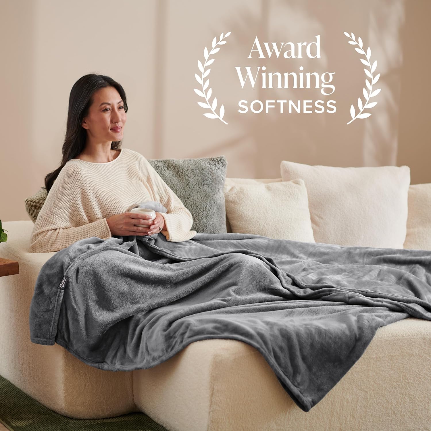 Bare Home Fleece Blanket Luxury Microplush (Full/Queen, Grey) | Ultra-Soft Lightweight Blanket for Bed, Sofa, and Couch, Cozy & Warm Blanket - Image 3