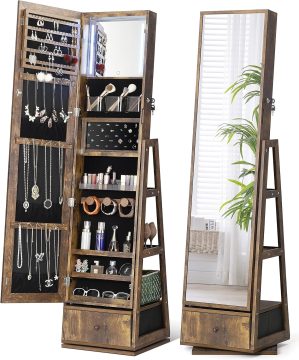 360° Swivel Jewelry Cabinet with L...