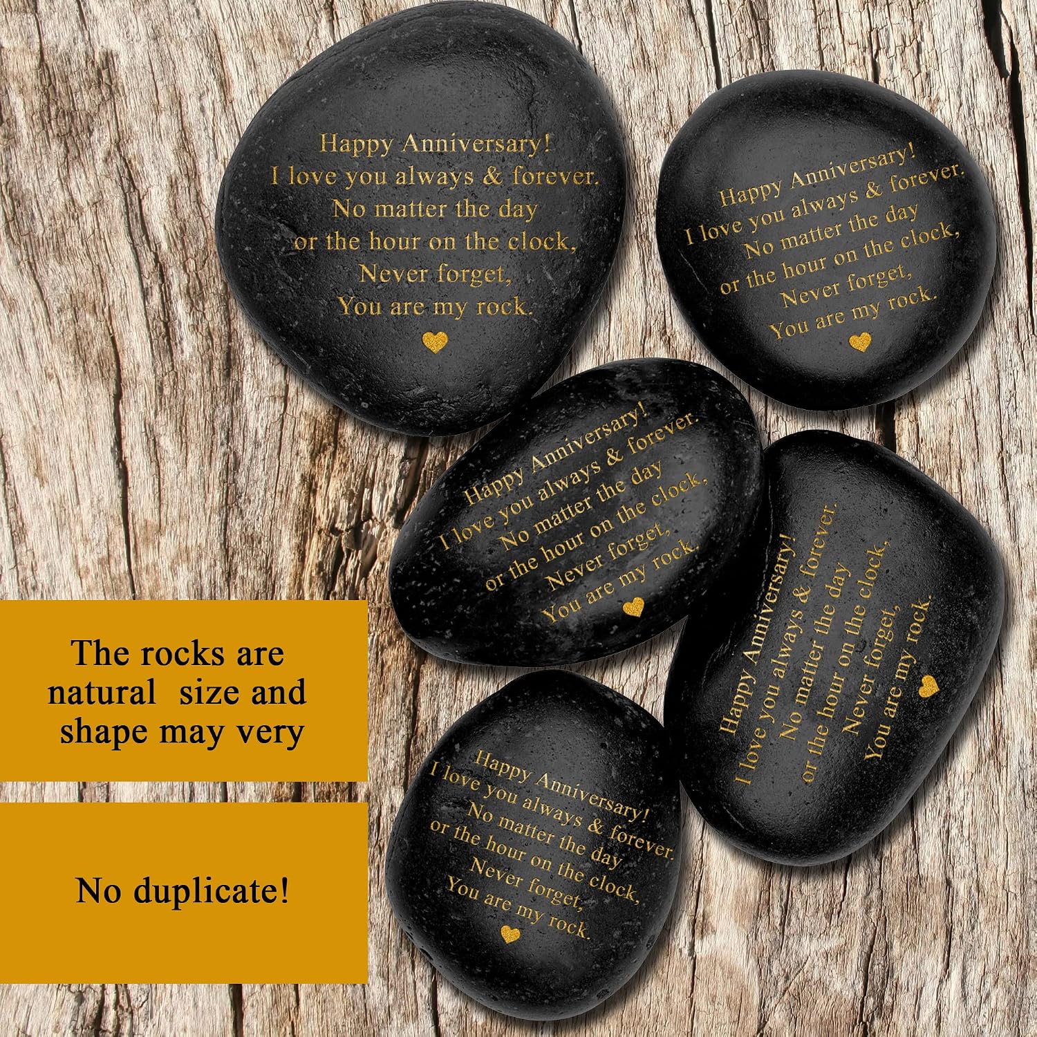 VELENTI Happy Anniversary Decorative Stones Rock - Heartwarming You are My Rock Wedding Presents, Inspiring Anniversaries Keepsake for Her, Decorative Accessories Anniversary Present for Him - Image 3