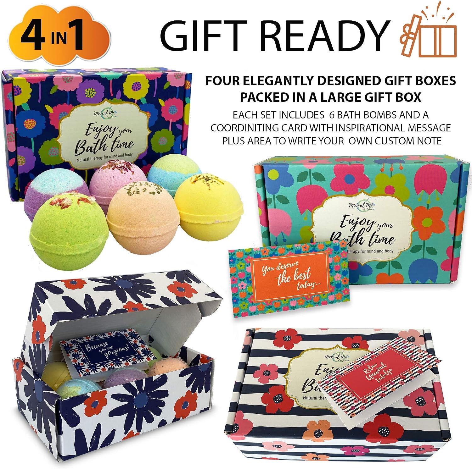 Bath Bombs for Women Gift Set, 24 Natural & Organic Bath Bombs for Girls | BathBombs w/Essential Oils & Moisturizing Shea Butter, Spa Birthday Gift, Selfcare Gifts, Women, Teen Girls, Bridesmaid Gift - Image 2