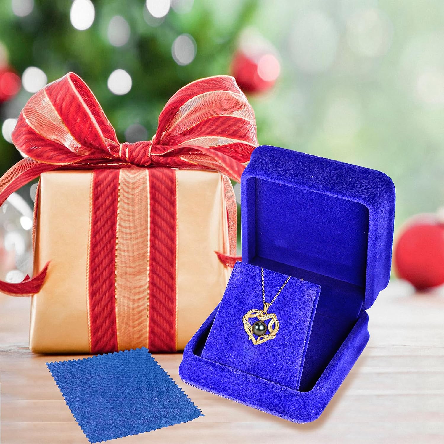 NONNYL Christmas Birthday Gifts for Women- Pearl- Heart Necklace- Wife Mom Girlfriend Her- Anniversary Mothers Day Valentine's Jewelry Gifts Real 9-10mm Pearl Pendant - Image 7