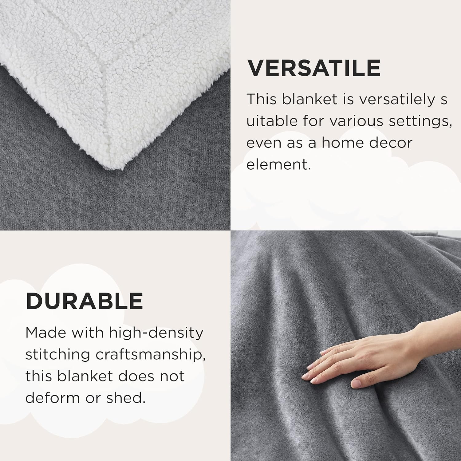 Bedsure GentleSoft Sherpa Fleece Twin Blanket for Couch, Non-Heated, Thick and Warm Throw for Women and Men, Soft Fuzzy Plush Blanket for Winter, Grey, 60x80 Inches - Image 8