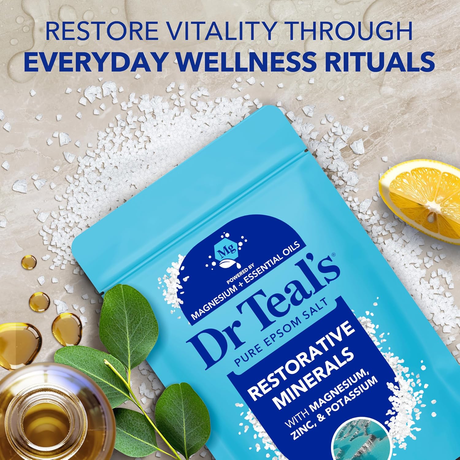 Dr Teal's Epsom Salt Magnesium Soak, Restorative Minerals with Magnesium, Potassium & Zinc, 3 lbs - Image 4