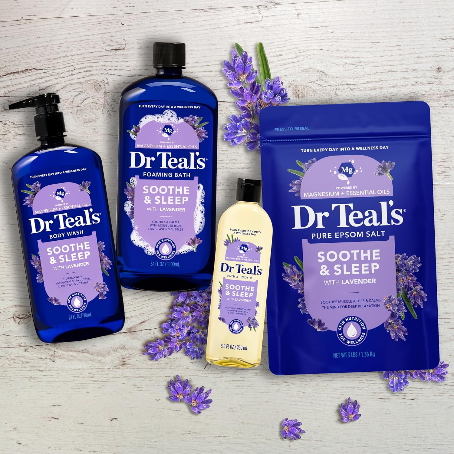 Dr Teal's Epsom Salt Soaking Solution, Soothe & Sleep, Lavender, 3lbs - Image 8