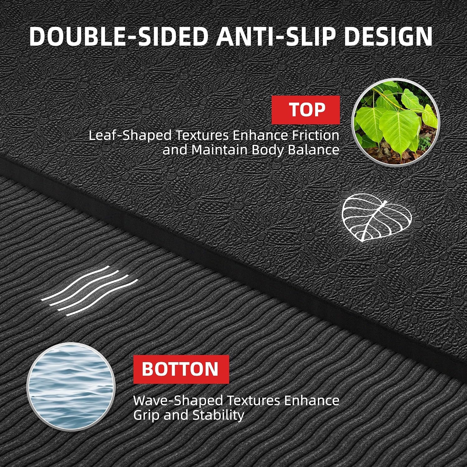 Extra Large Yoga Mat – 72"x48" or 78"x57", 1/4"–1/2" Thick Mat for Women & Men, TPE Non-Slip Pilates Mat for Home Gym, Yoga, Stretching, Meditation - Image 3