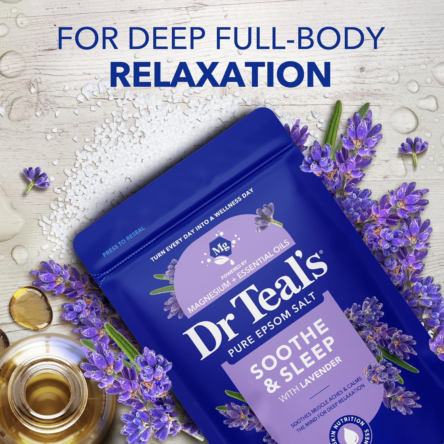 Dr Teal's Epsom Salt Soaking Solution, Soothe & Sleep, Lavender, 3lbs - Image 4