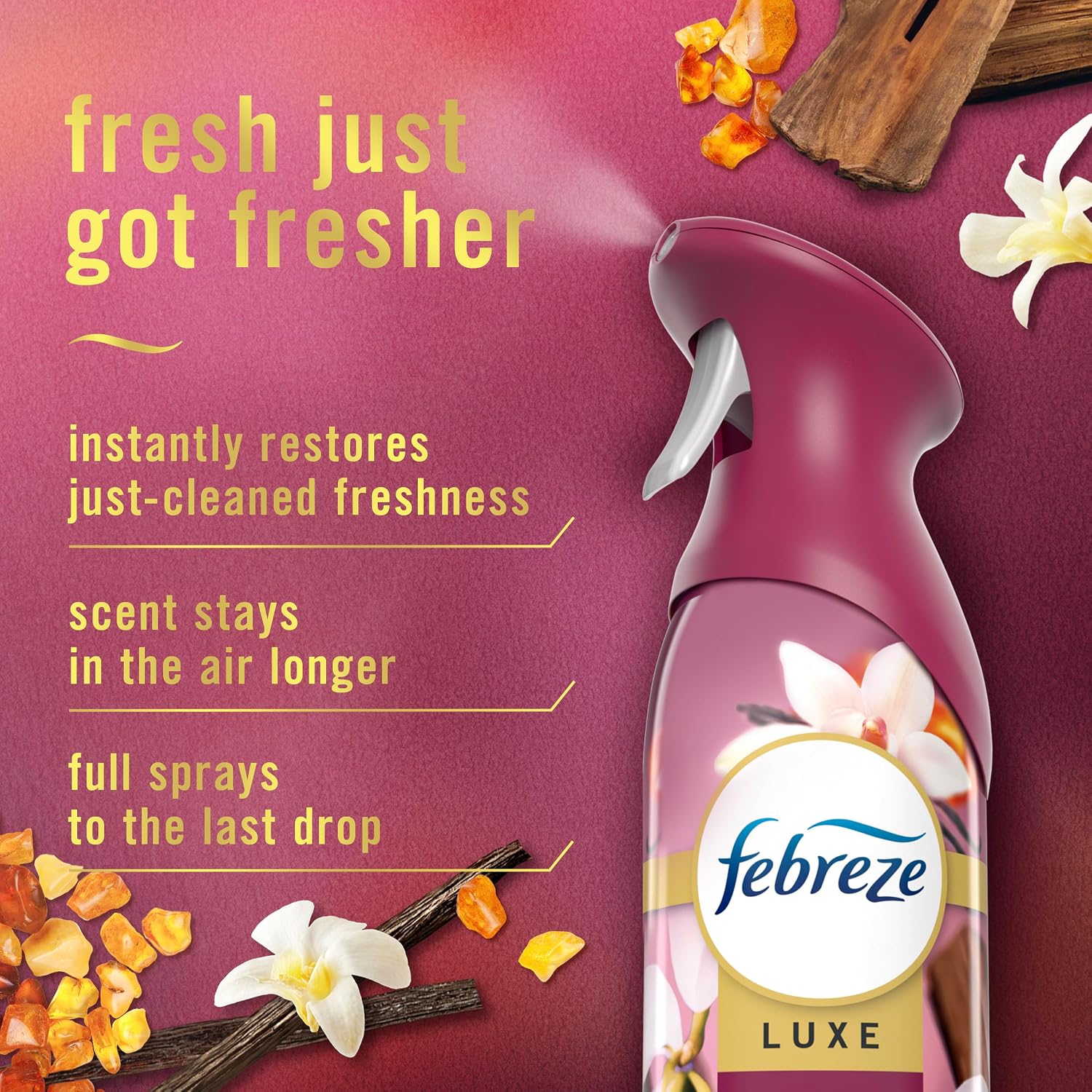 Febreze Air Mist, Air Freshener Spray, Odor Fighting Room Spray, Deodorizer for Home Bathroom Kitchen Office Apartment Dorm Room Classroom, Vanilla Suede, 8.1oz, 2ct - Image 3