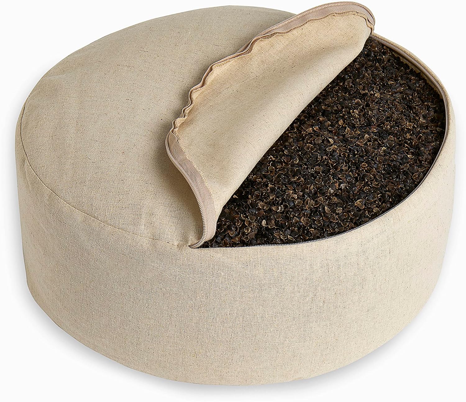renoo Round Organic Meditation Cushion Zafu - Buckwheat Meditation Pillow for Yoga and Mindfulness - Adjustable Height - Floor Cushion - GOTS Certified Cotton Washable Cover - 13x7 - slate - Image 5