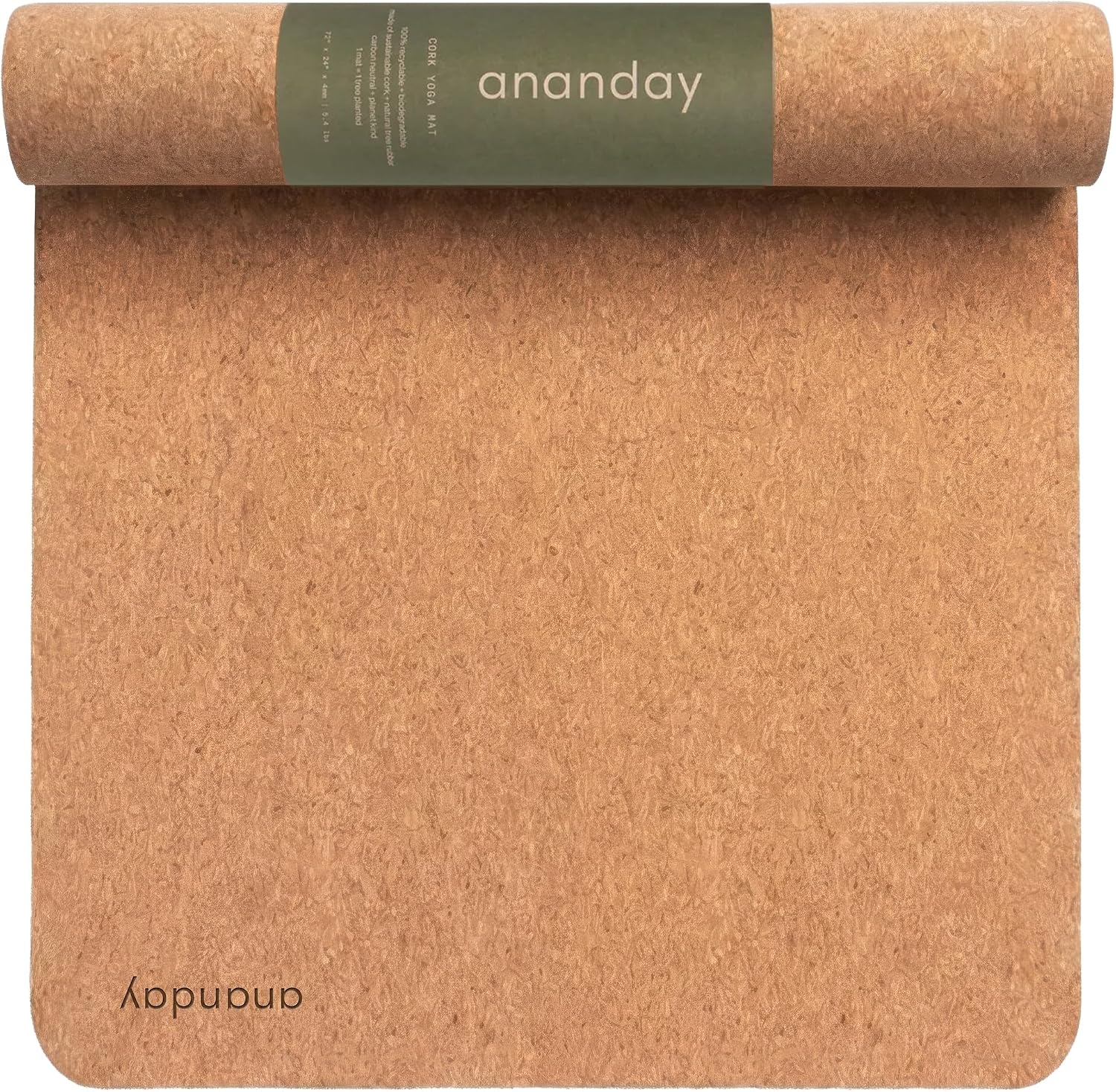 Ananday Premium Cork Yoga Mat - Sustainable, Non-Toxic & PVC-Free, Non-Slip, Perfect for Hot Yoga, Pilates & Exercise - Cushioned for Superior Comfort & Support