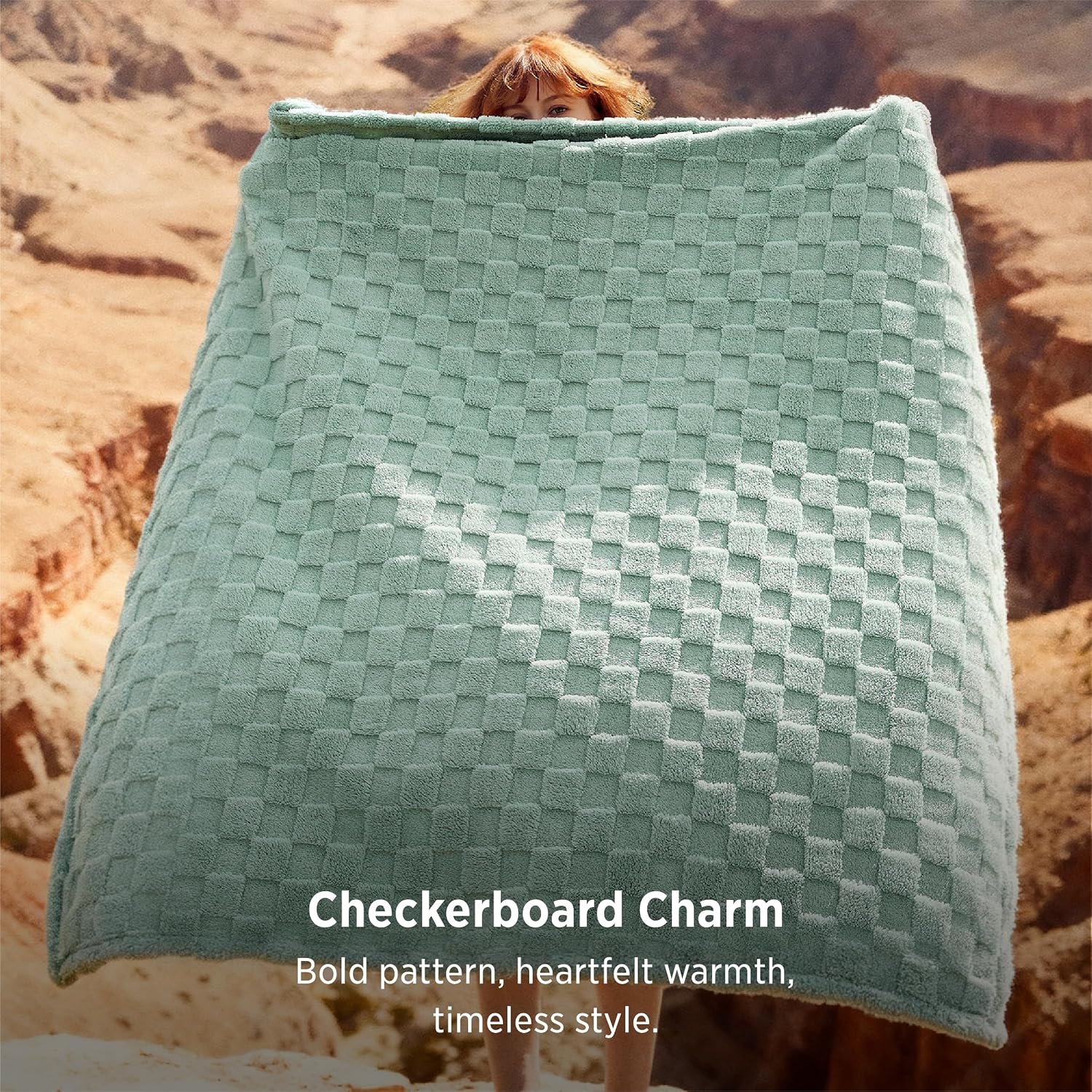 Bedsure GentleSoft Sage Green Throw Blanket for Couch - Checkered Cute Fleece Blankets, Soft Cozy Summer Throw for Bedroom Home Decor Gifts for Mom Girls, Green, 50x60 Inches - Image 3