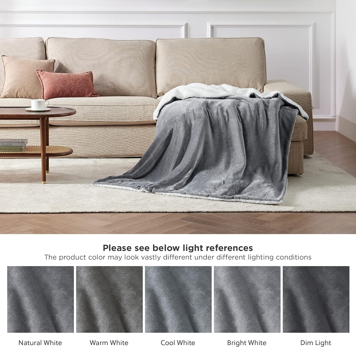 Bedsure GentleSoft Sherpa Fleece Twin Blanket for Couch, Non-Heated, Thick and Warm Throw for Women and Men, Soft Fuzzy Plush Blanket for Winter, Grey, 60x80 Inches - Image 9