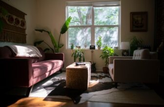 A cozy living room with soft lighting, comfortable furniture, and calming decor that promotes relaxation and confidence.