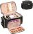 Bagmoly Large Makeup Bag, Portable Travel Makeup Bag Organizer for Women Girls with Makeup Brush Compartment & Two Side Pockets, Cosmetic Travel Bag Vertical Storage Toiletry Bag – Black
